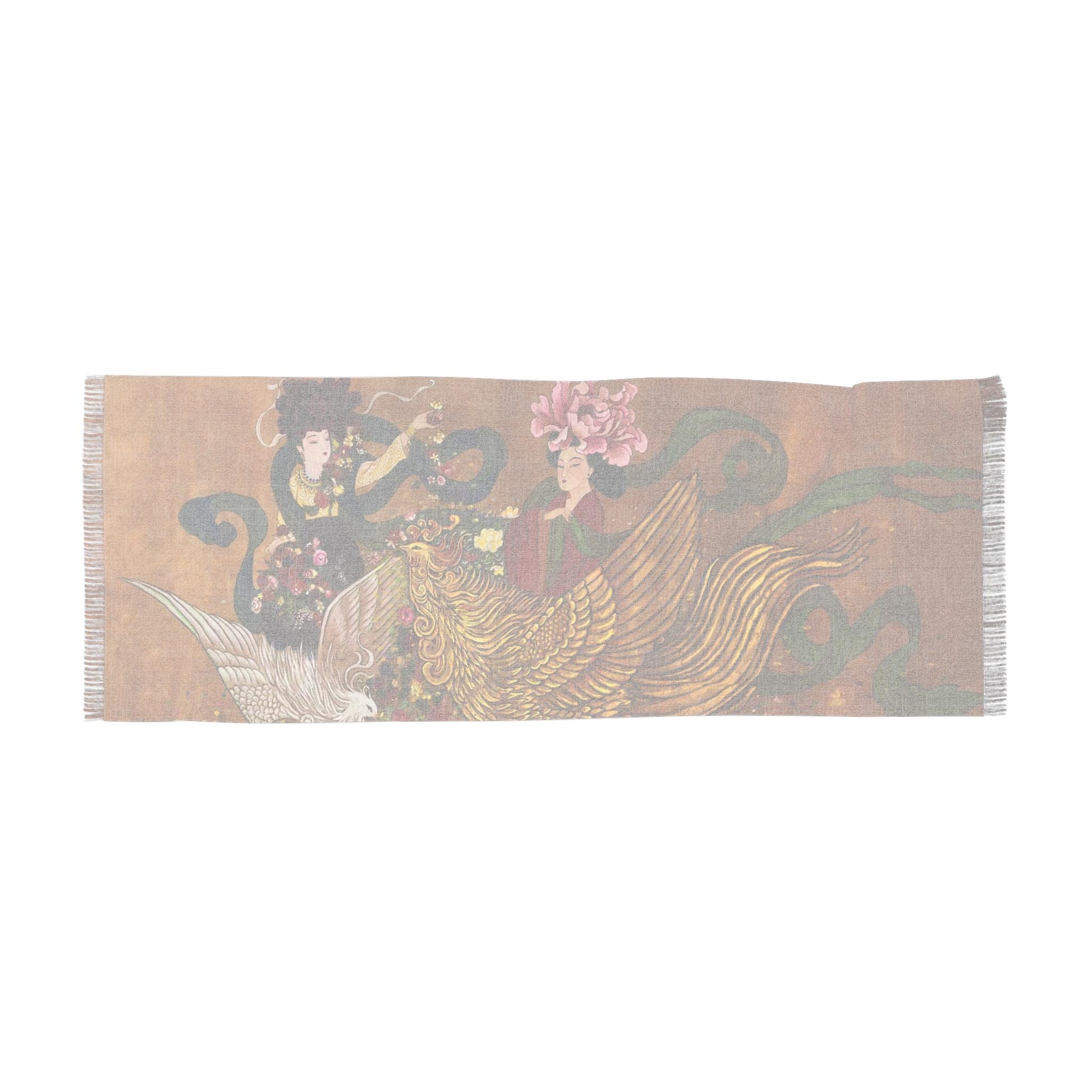 Empress Liu and Empress Dou (Tang) Light Scarf, water color painting, women fashion scarf, Chinese New Year gift, Cultural gift