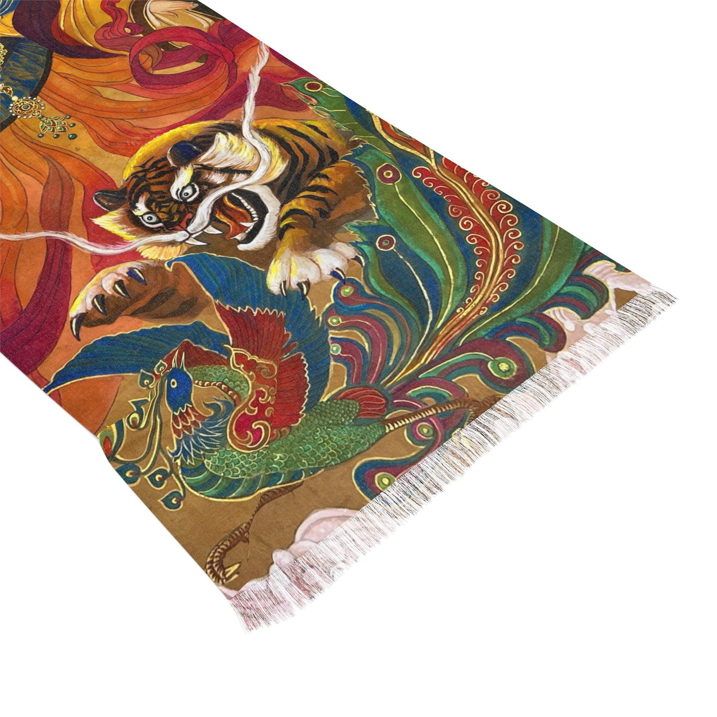 Brave Tiger Light Scarf featuring Empress Dou, water color painting, women fashion scarf