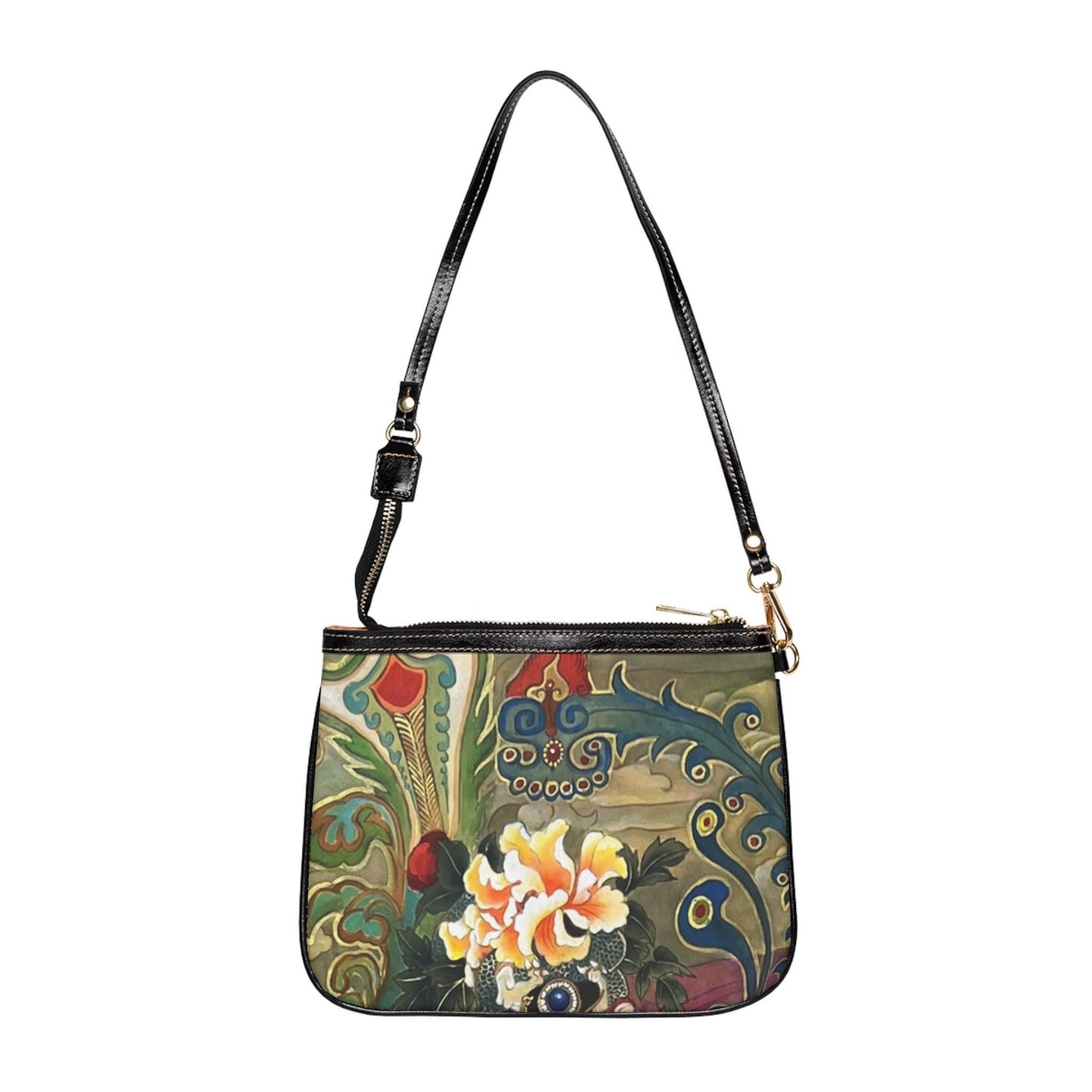 Small Shoulder Bag | Peony, Lily and Phoenix | Water color painting design by artist Xiang Li | Lunar New Year gift