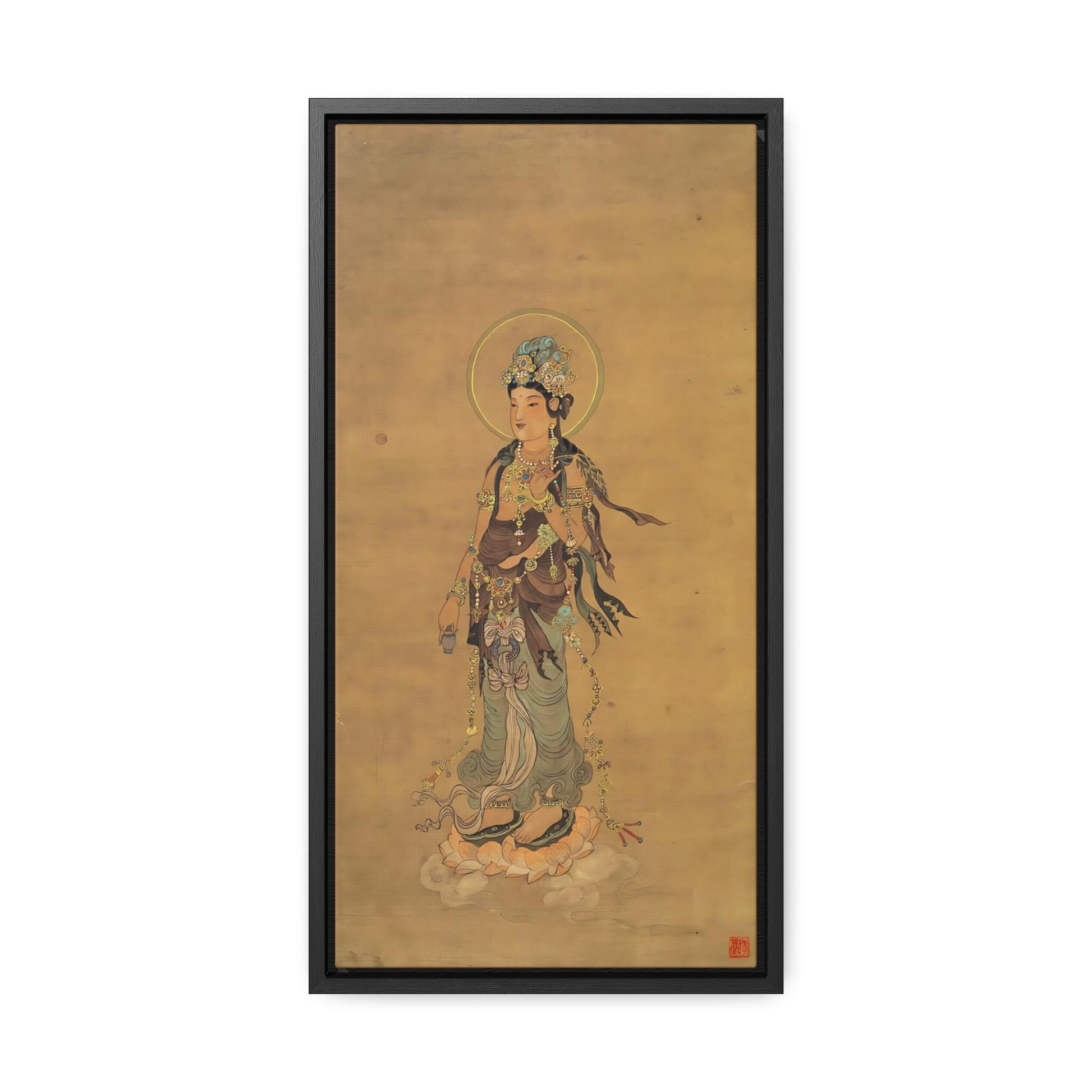 Antique Guanyin Painting | Buddha | Canvas print of hand painted water color painting | Gallery canvas wrap