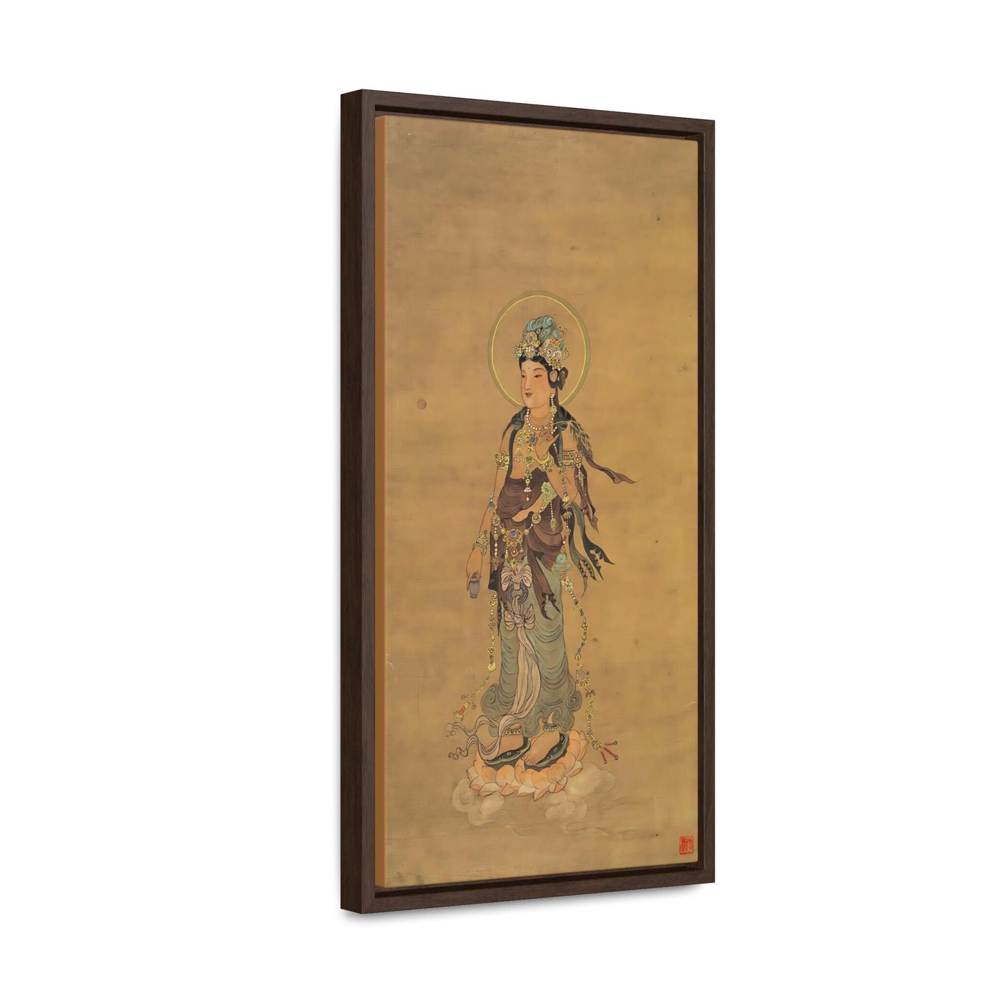 Antique Guanyin Painting | Buddha | Canvas print of hand painted water color painting | Gallery canvas wrap
