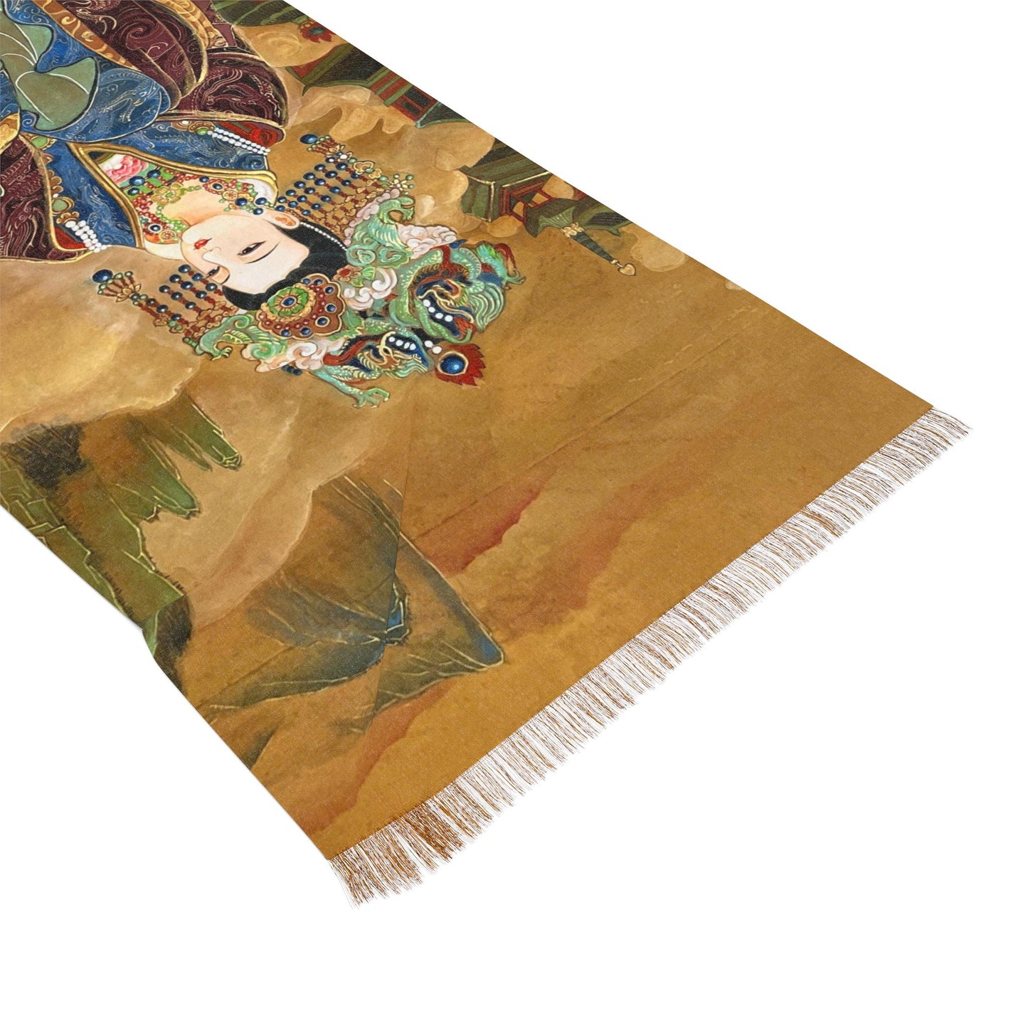 Wu Zetian Light Scarf, water color painting, women fashion scarf, Chinese New Year gift, unique cultural gift