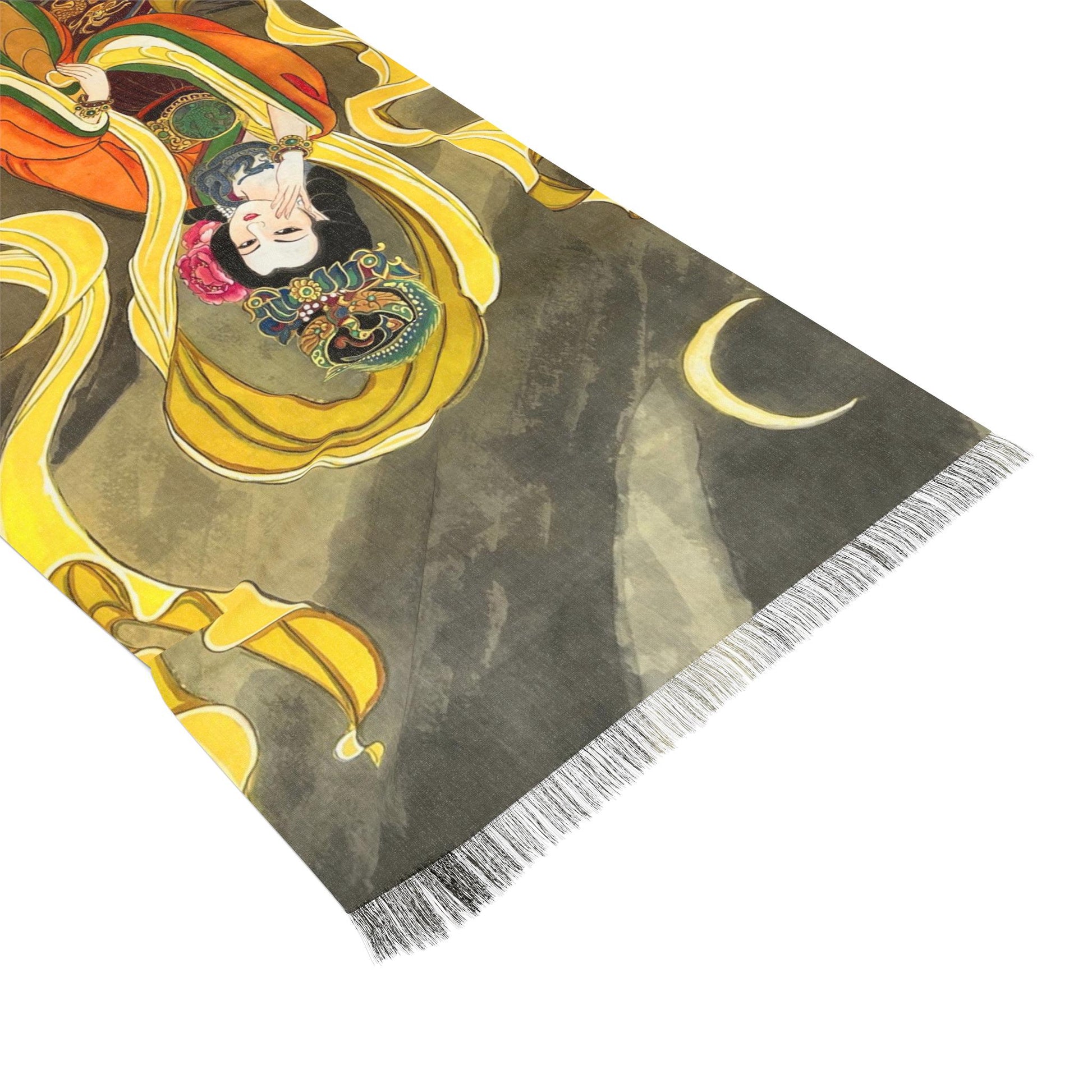 Empress Yan Ji Light Scarf, water color painting, women fashion scarf, Chinese New Year gift, unique cultural gift