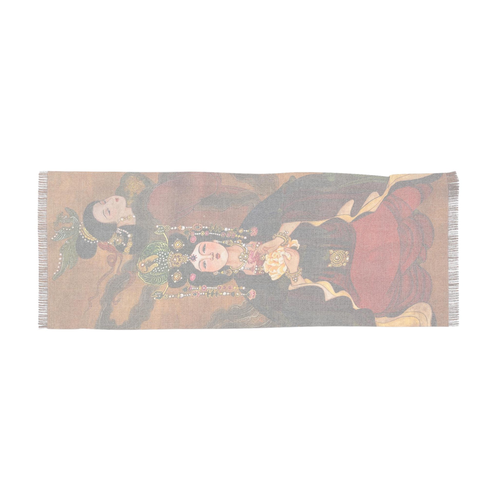 Empress Zhenyi and Empress Ruizhen Light Scarf, water color painting, women fashion scarf, Chinese New Year gift, unique cultural gift