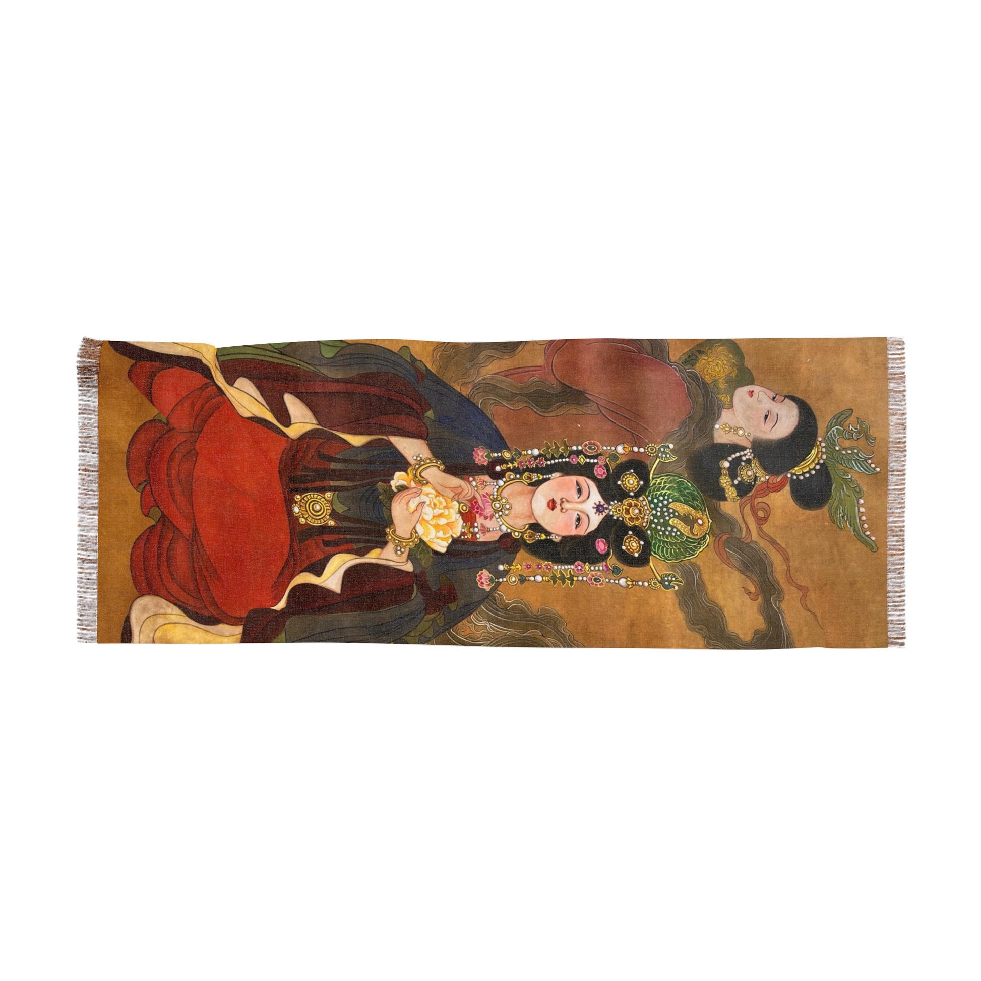 Empress Zhenyi and Empress Ruizhen Light Scarf, water color painting, women fashion scarf, Chinese New Year gift, unique cultural gift