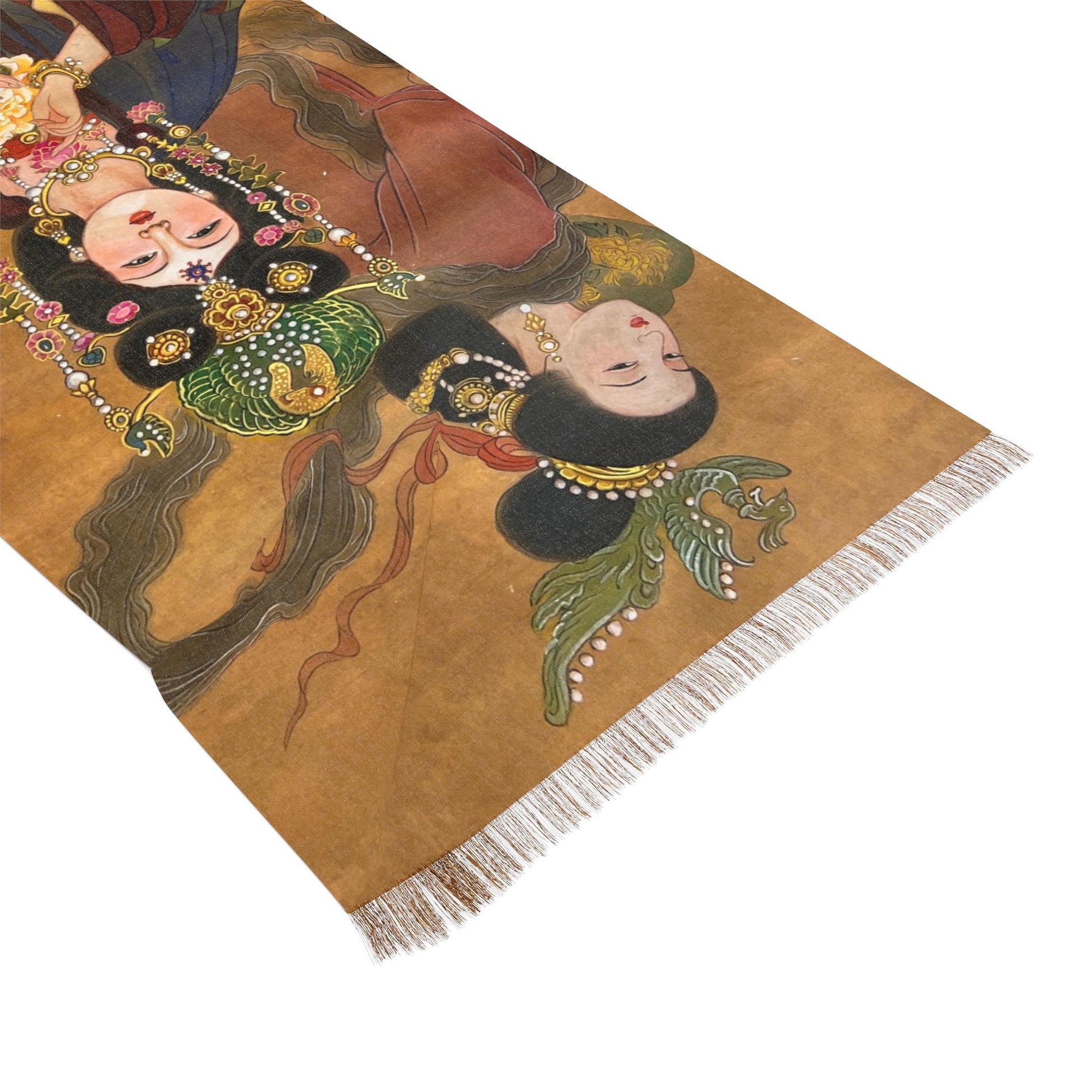 Empress Zhenyi and Empress Ruizhen Light Scarf, water color painting, women fashion scarf, Chinese New Year gift, unique cultural gift