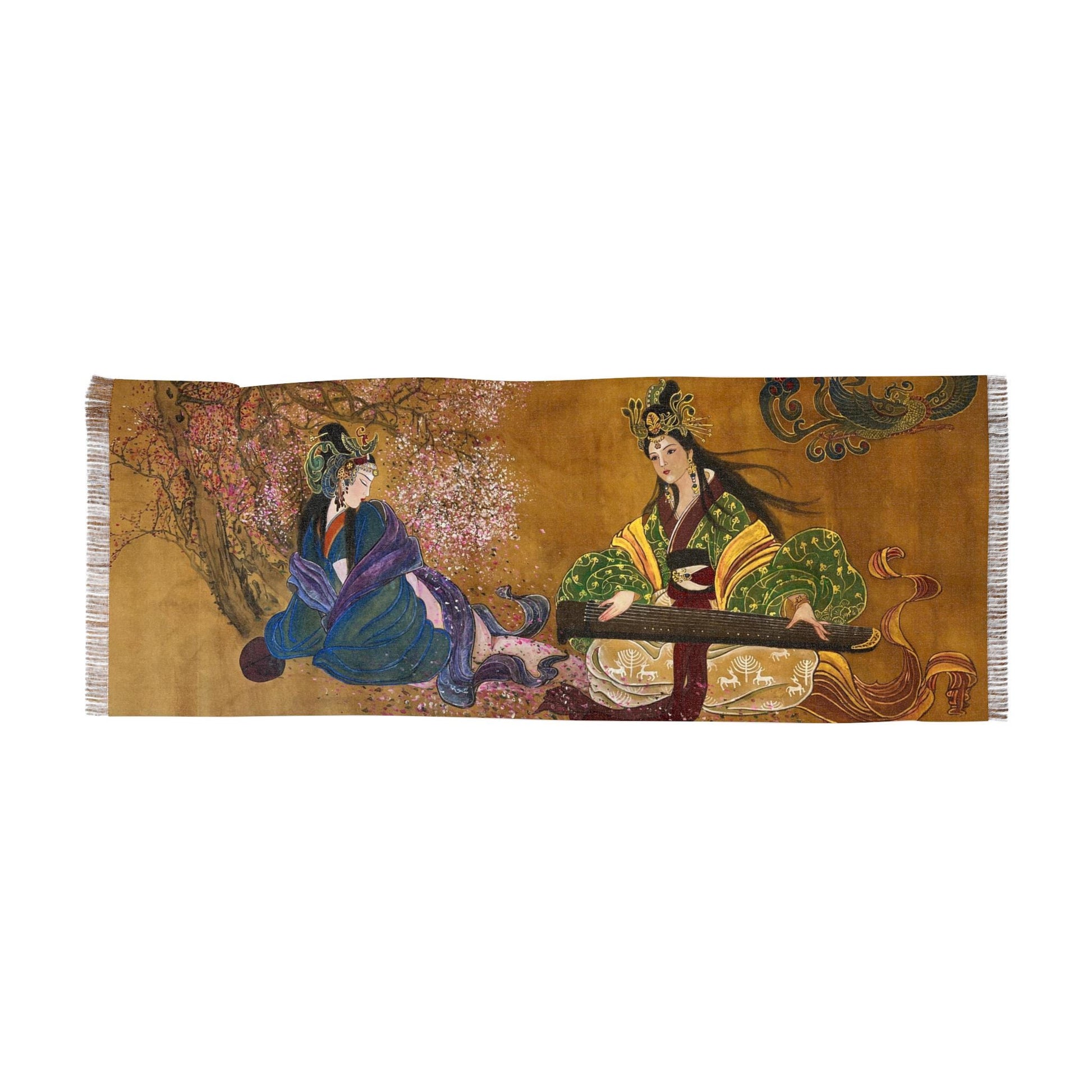 Empress Liu Jiao and Wei Zifu Light Scarf, water color painting, women fashion scarf, Chinese New Year gift, Unique cultural gift