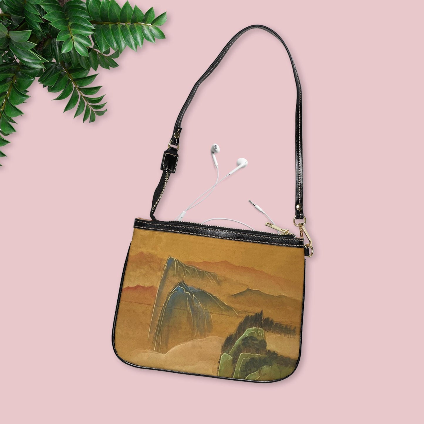 Small Shoulder Bag | Blue Green Mountains | Water color painting design by artist Xiang Li | Lunar New Year gift