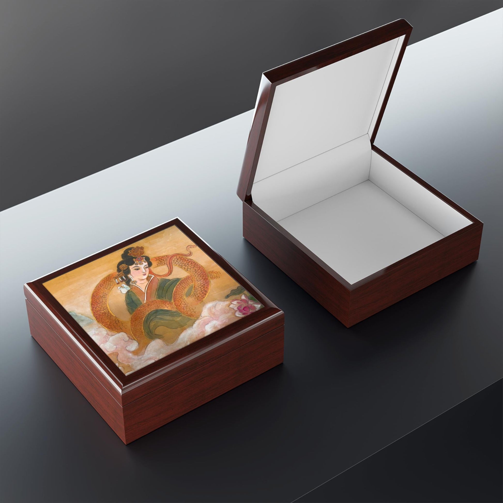 Jewelry Box, Chinese Empress, Print of Watercolor on Silk, Empress Collection by artist Xiang Li Art, Christmas gift, Year of the Snake gift