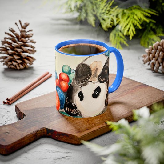 Personalized Panda Mug, Cute Watercolor Design, 12 colors, Animal Lover Gift, Coffee Cup, Tea Mug, Hand Painted Panda by artist Xiang Li