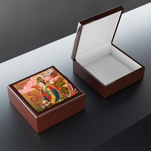 Jewelry Box, Chinese Empress, Print of Watercolor on Silk , by artist Xiang Li, Christmas gift, Unique gift, Lunar new year gift