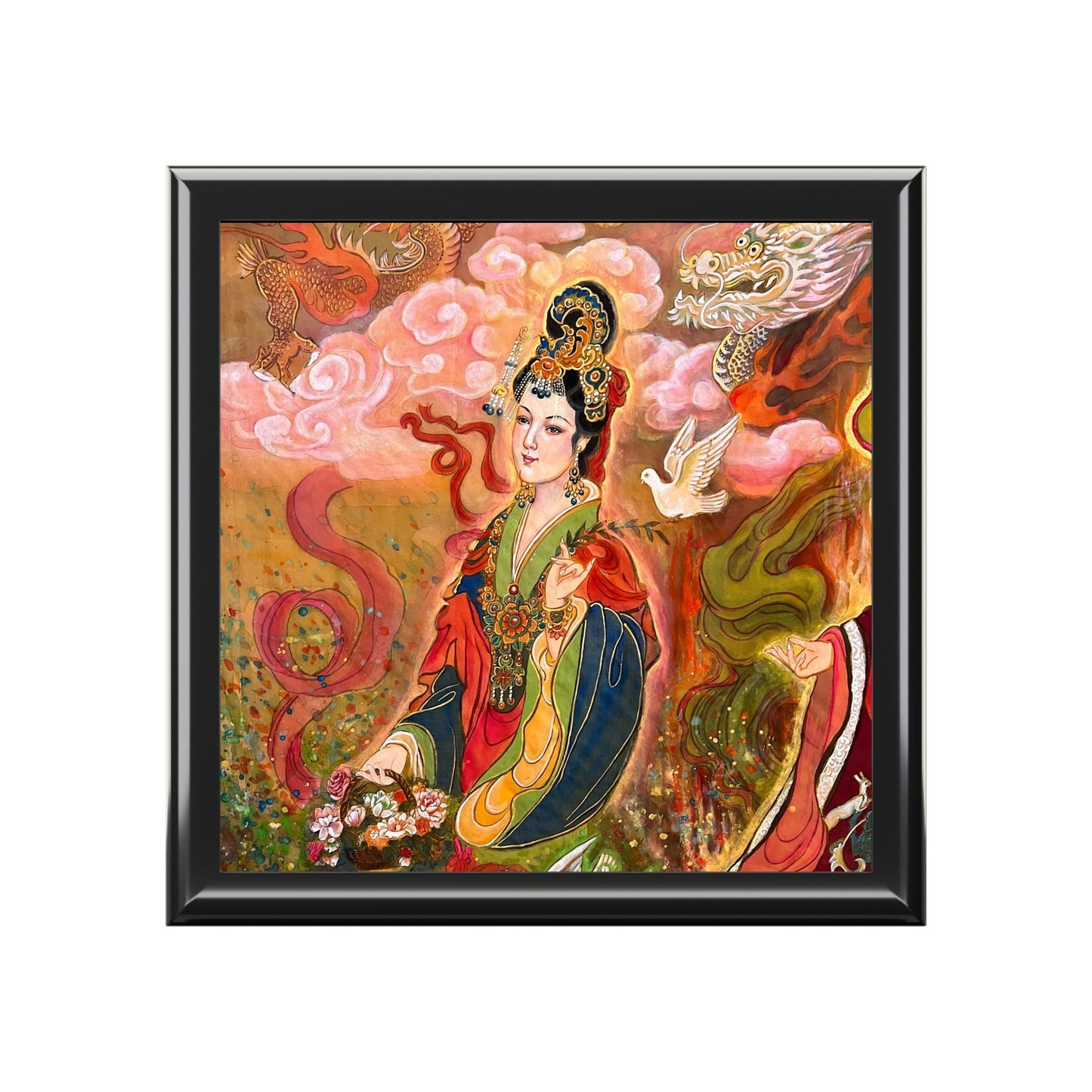 Jewelry Box, Chinese Empress, Print of Watercolor on Silk , by artist Xiang Li, Christmas gift, Unique gift, Lunar new year gift