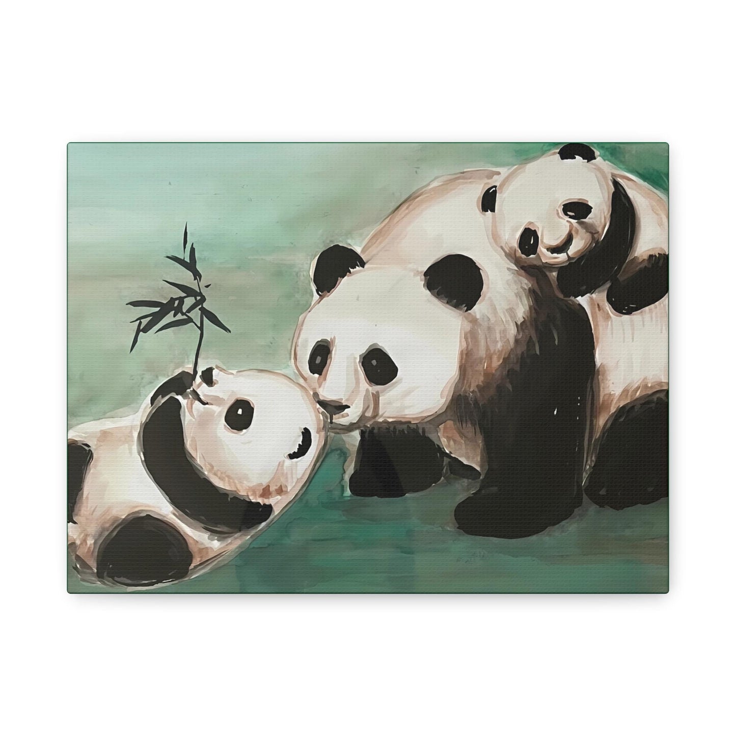 Family of Pandas, Matte Canvas, Stretched, 0.75", Print of Watercolor painting by artist Xiang Li, Panda lover gift, Nursery wall art