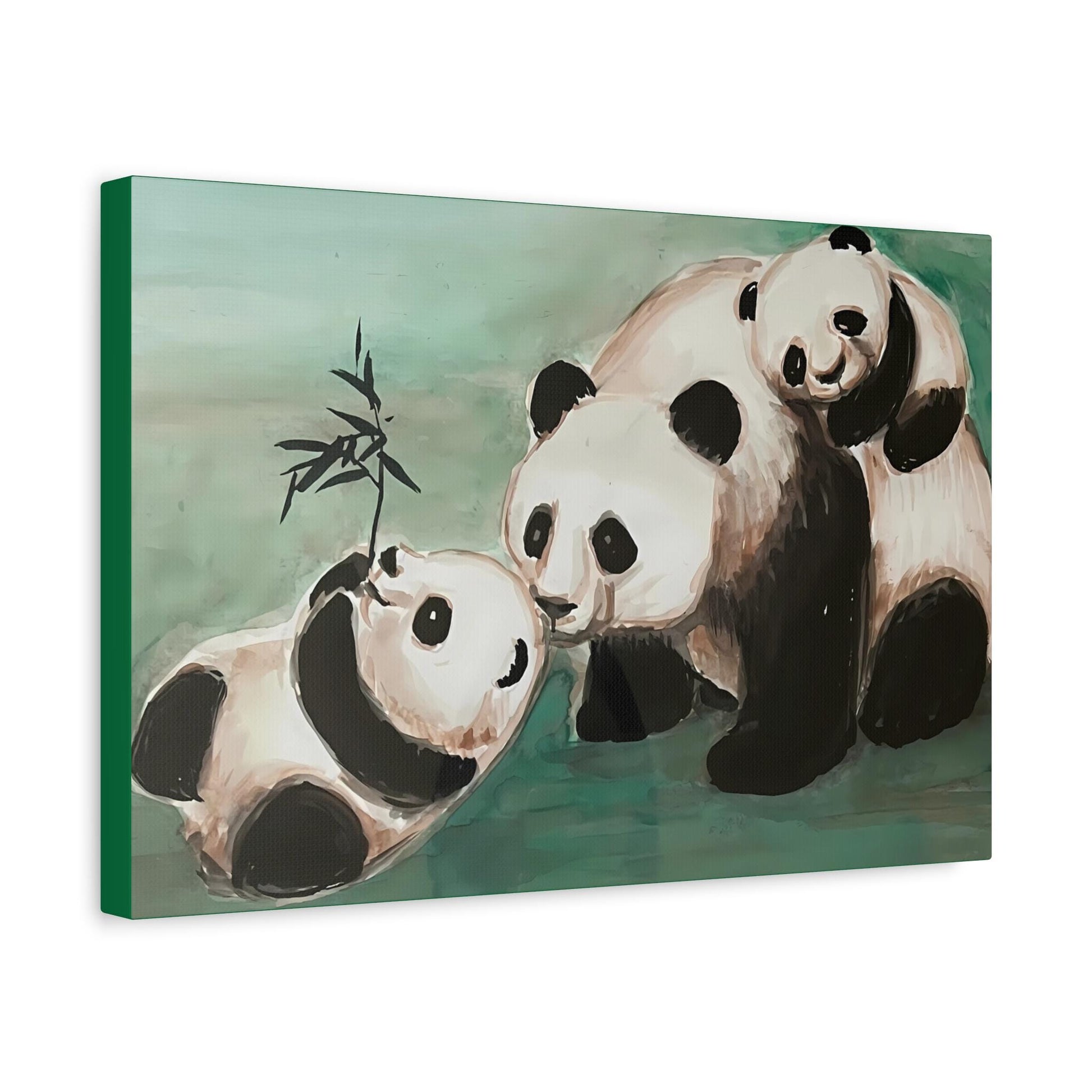 Family of Pandas, Matte Canvas, Stretched, 0.75", Print of Watercolor painting by artist Xiang Li, Panda lover gift, Nursery wall art