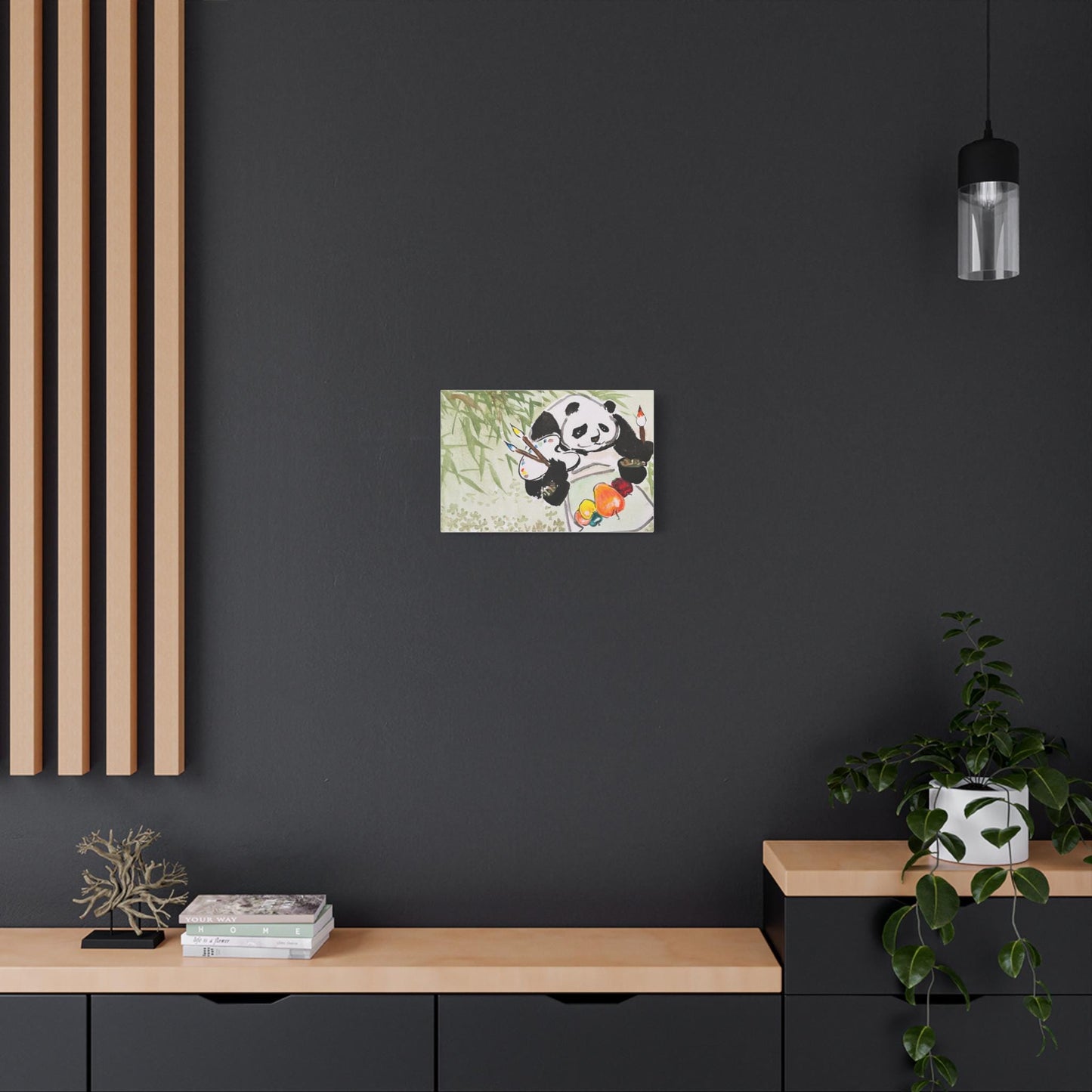 Artist Panda, Matte Canvas, Stretched, 0.75", Print of Watercolor painting by artist Xiang Li, Panda lover gift, Nursery Wall art