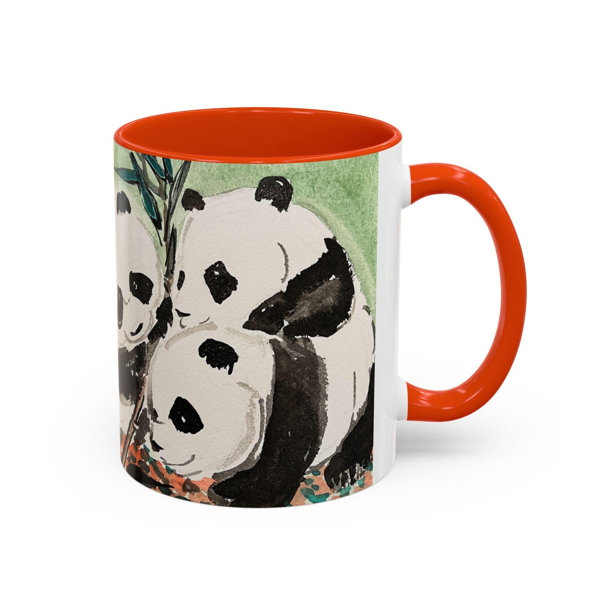 Personalized Pandas Mug, Cute Watercolor Design, 12 colors, Animal Lover Gift, Coffee Cup, Tea Mug, Hand Painted Pandas by artist Xiang Li