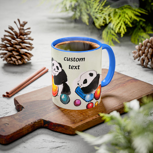 Panda Mug, Cute Watercolor Design, Choose from 12 colors, Animal Lover Gift, Coffee Cup, Tea Mug, Hand Painted Panda by artist Xiang Li