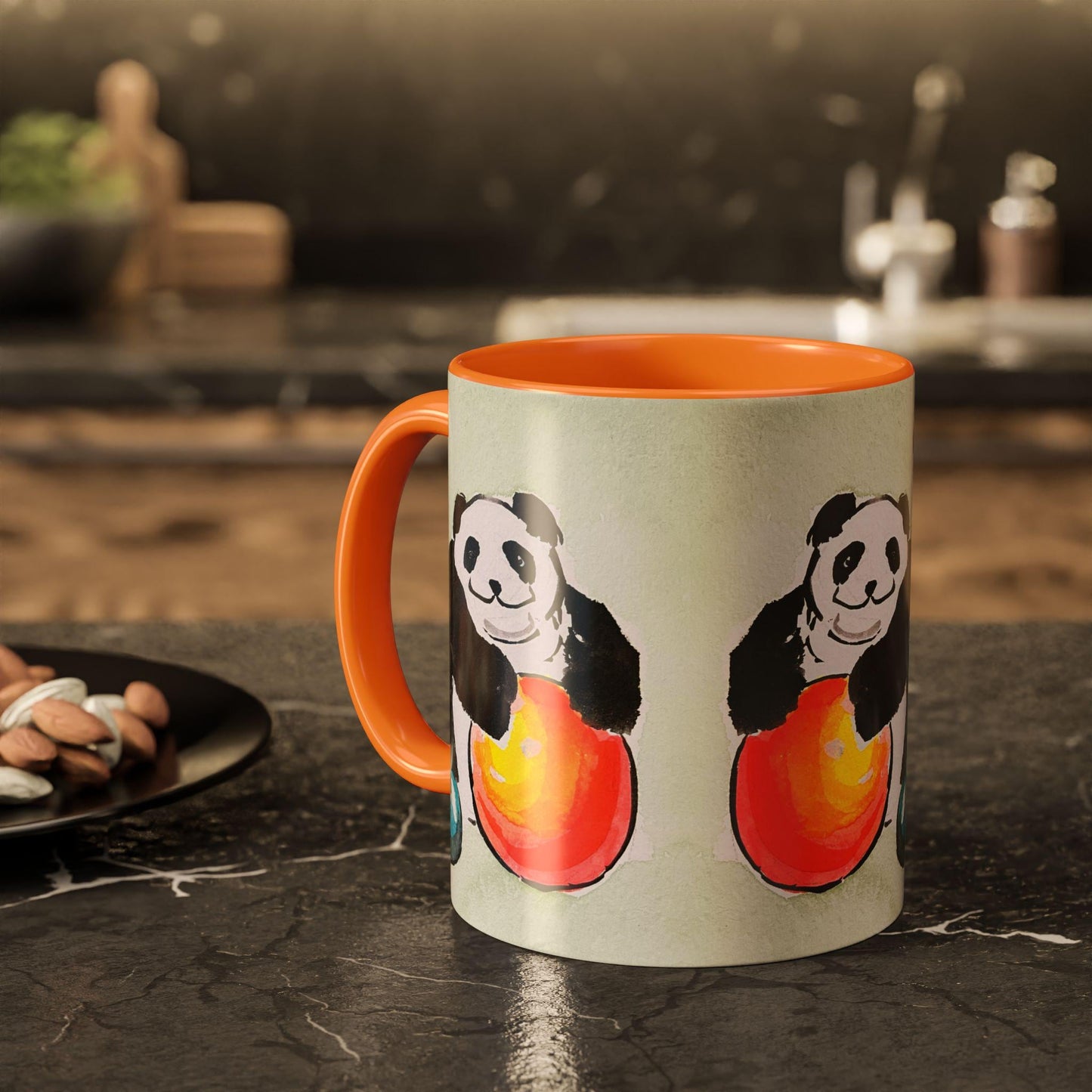 Panda Mug, Cute Watercolor Design, Choose from 12 colors, Animal Lover Gift, Coffee Cup, Tea Mug, Hand Painted Panda by artist Xiang Li