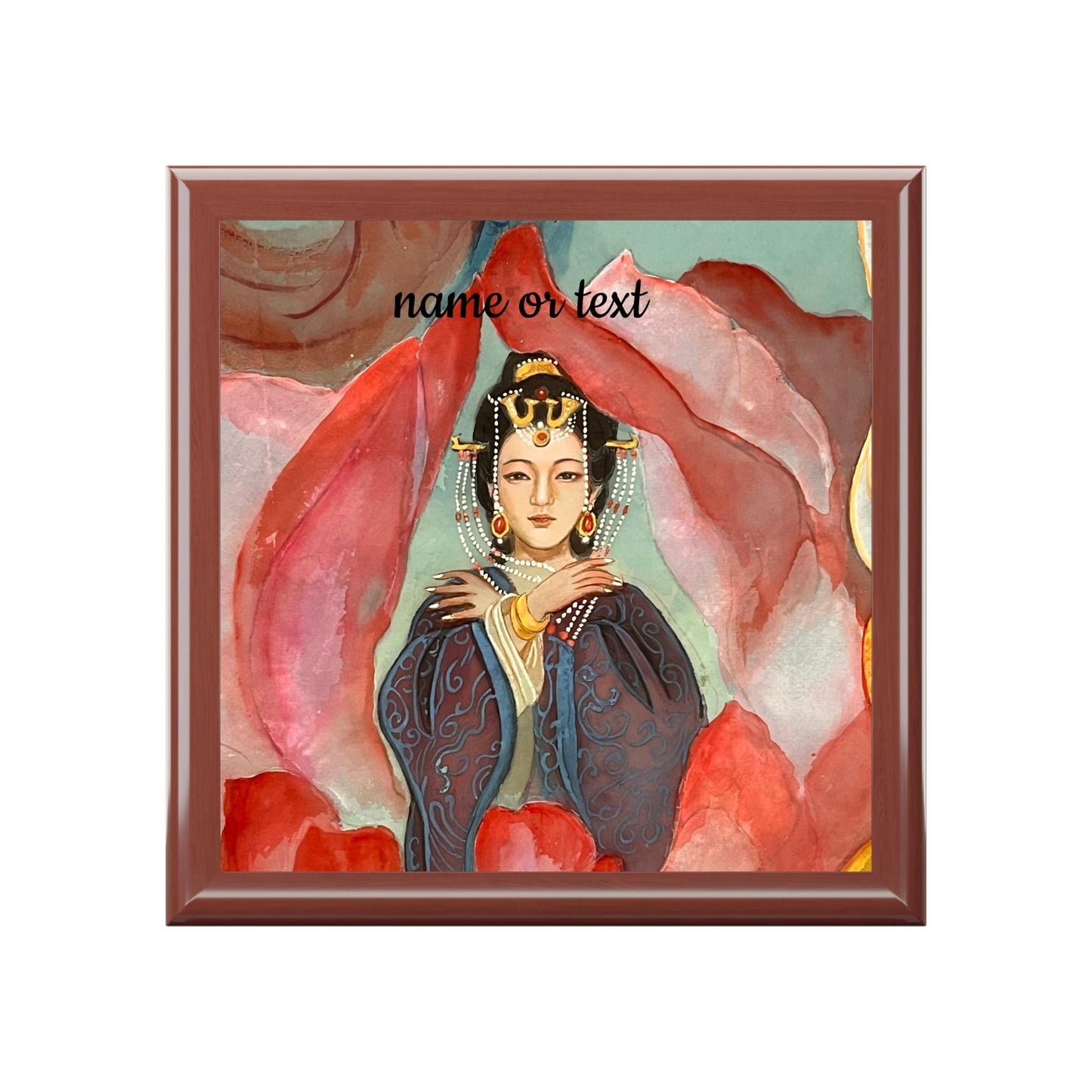 Wooden Jewelry Box | Chinese Empress, Watercolor on Silk | Empress Collection by Xiang Li Art