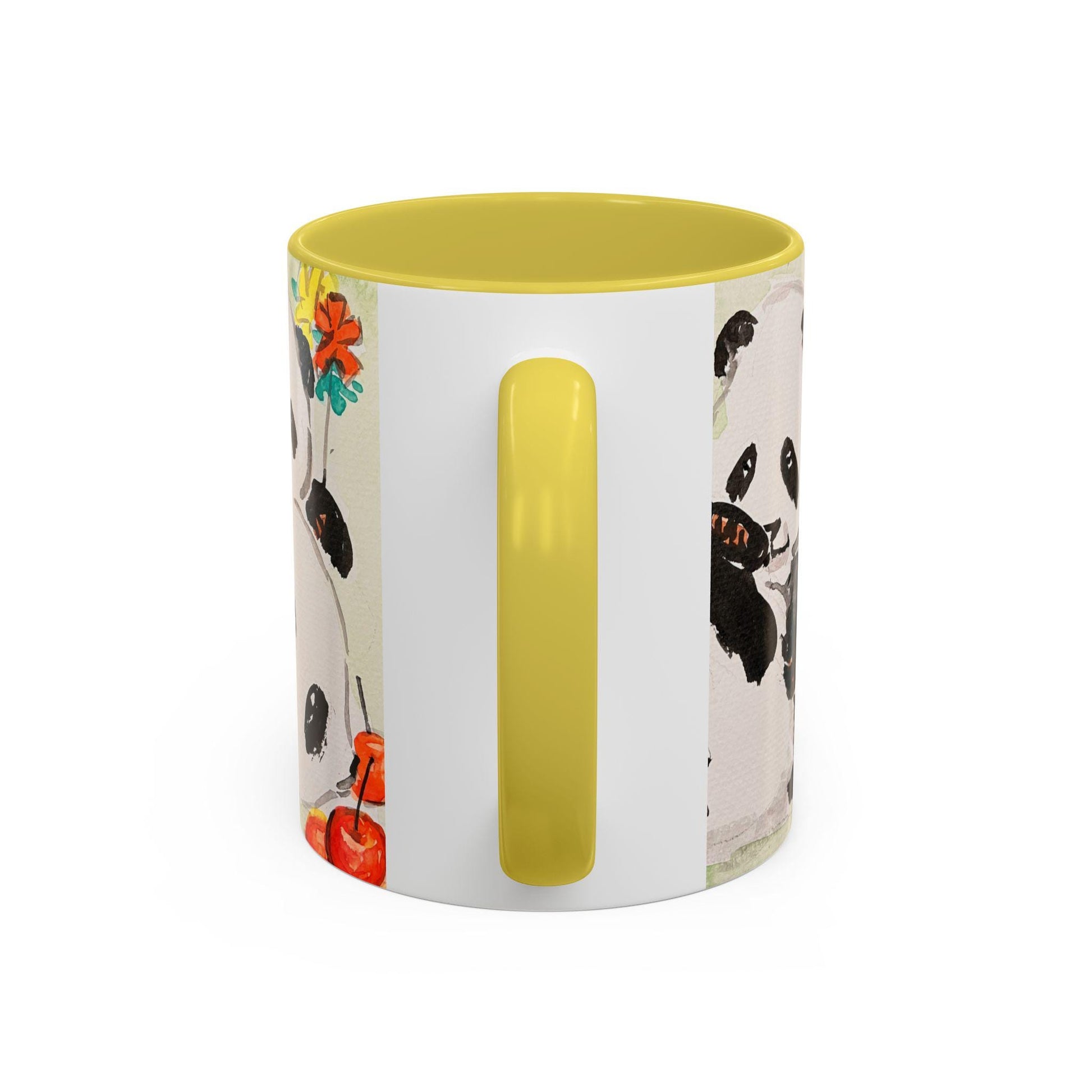 Pandas in the Garden Mug, Cute Watercolor Design, Choose from 12 colors, Coffee, Tea Mug, Hand Painted Design by artist Xiang Li