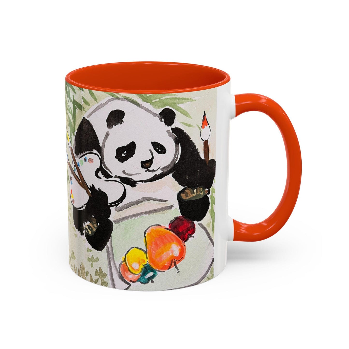 Personalized Artist-Panda Mug, Cute Watercolor Design, Choose from 12 colors, Coffee, Tea Mug, Hand Painted Design by artist Xiang Li