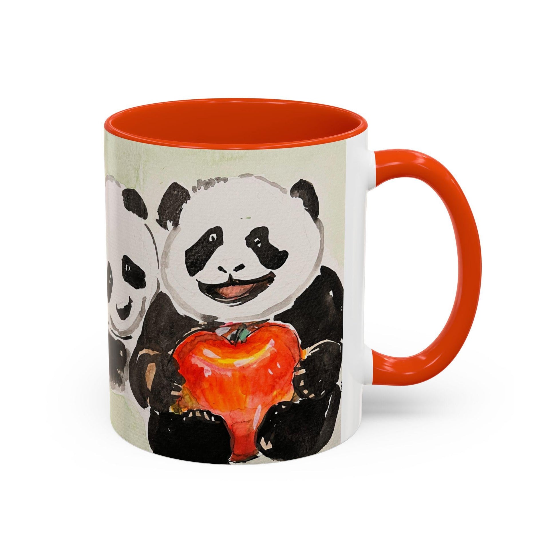 Personalized Health Conscious Panda Mug, Cute Watercolor Painting, 12 colors, Coffee, Tea Mug, Hand Painted Design by artist Xiang Li