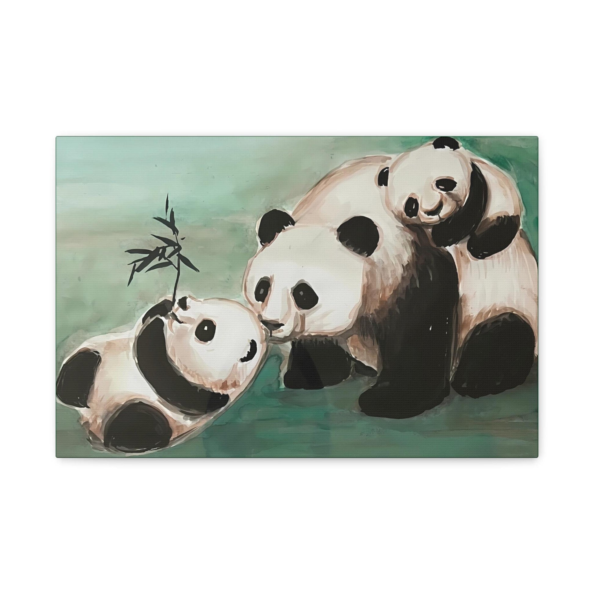 Family of Pandas, Matte Canvas, Stretched, 0.75", Print of Watercolor painting by artist Xiang Li, Panda lover gift, Nursery wall art