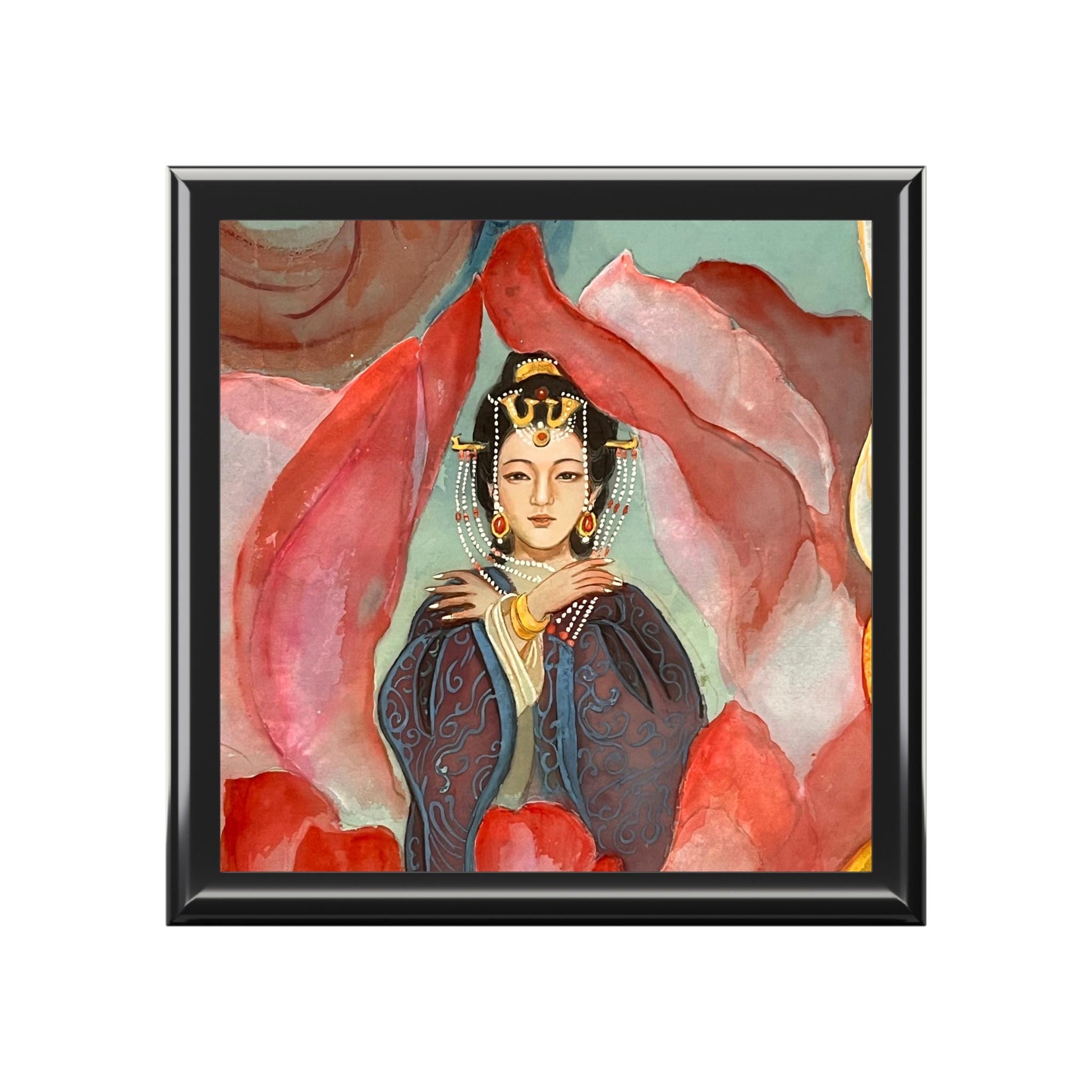 Wooden Jewelry Box | Chinese Empress, Watercolor on Silk | Empress Collection by Xiang Li Art