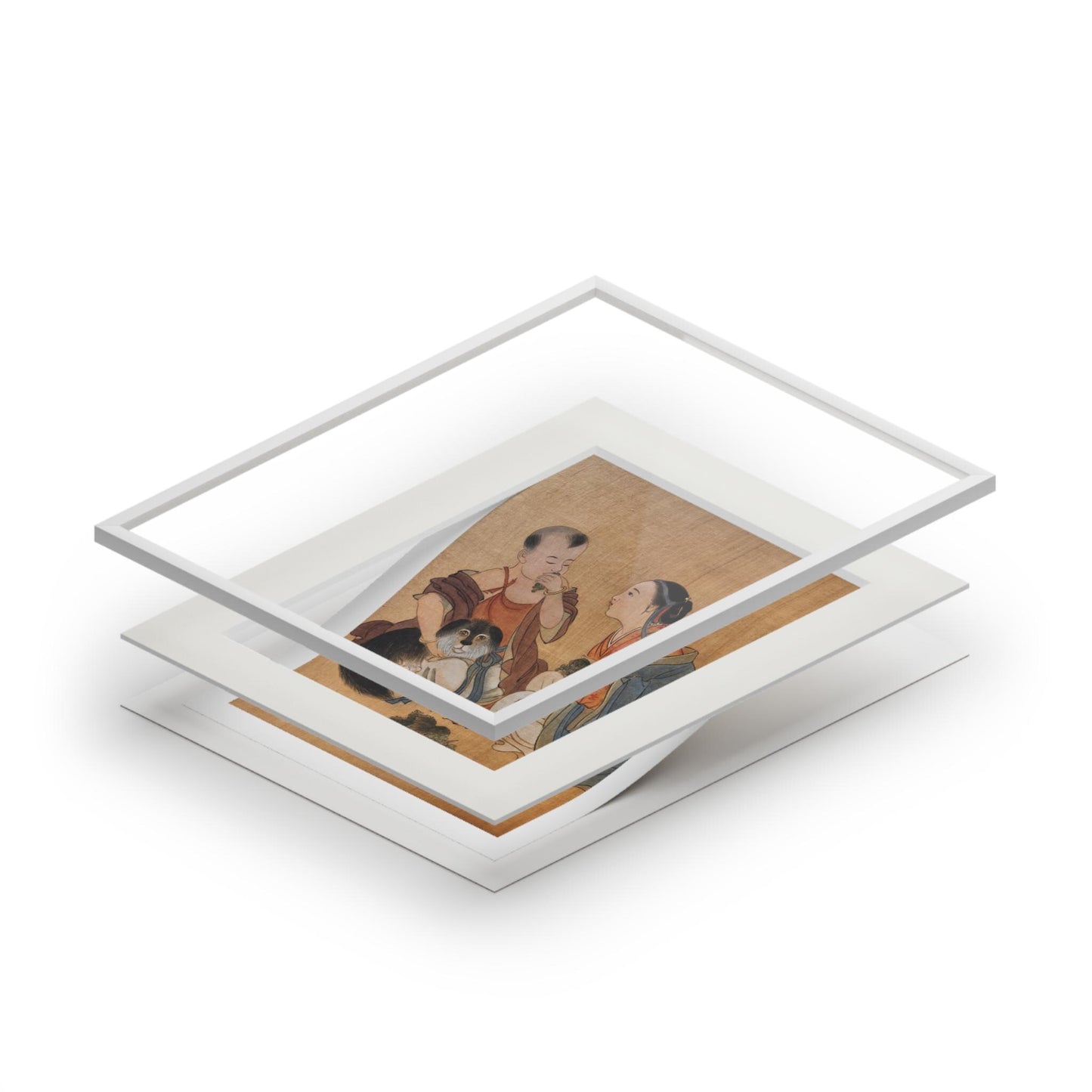 Fine Art Prints, Song Dynasty Painting by Xiang Li, Lunar New Year Gift, Chinese Watercolor, Passepartout Frame