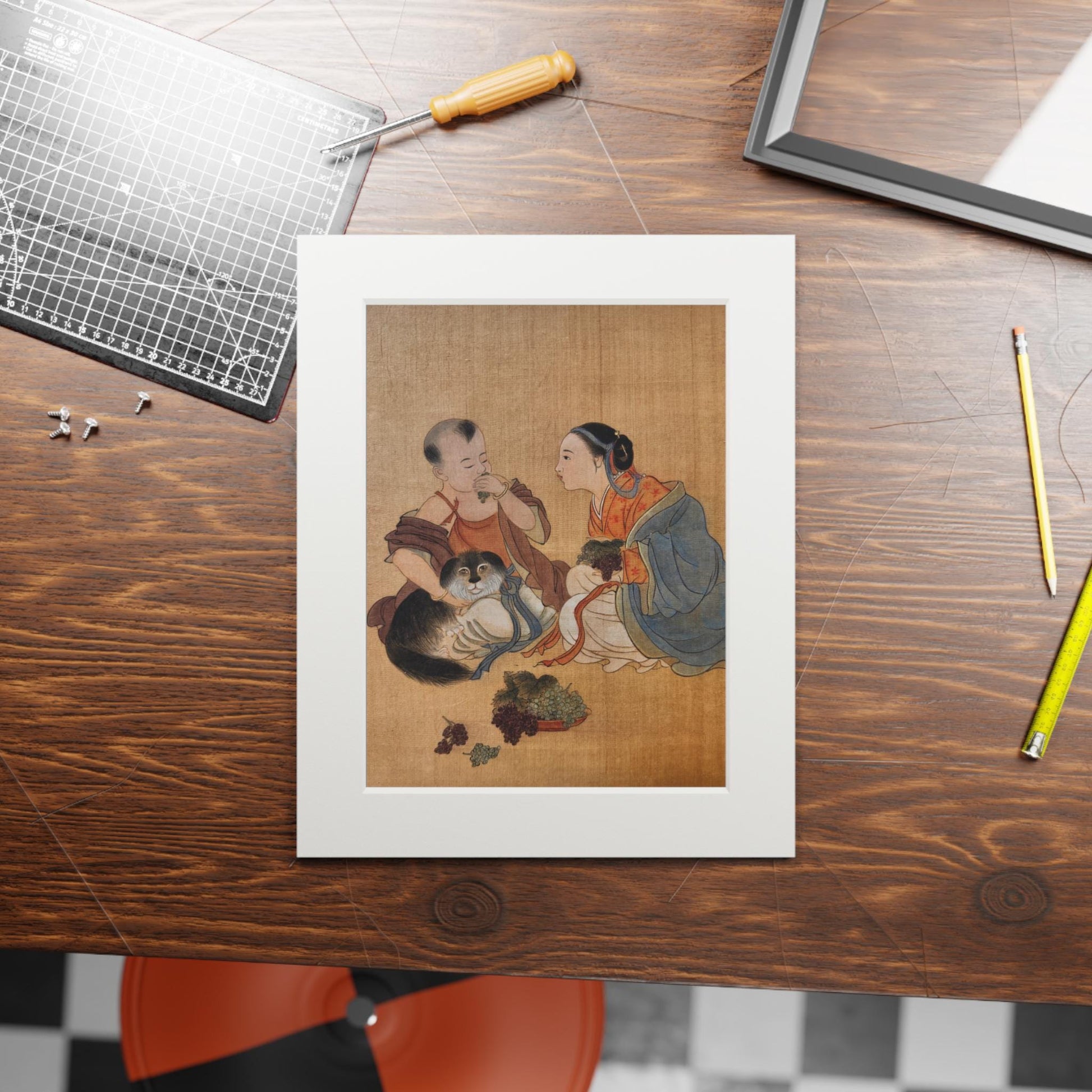 Fine Art Prints, Song Dynasty Painting by Xiang Li, Lunar New Year Gift, Chinese Watercolor, Passepartout Frame