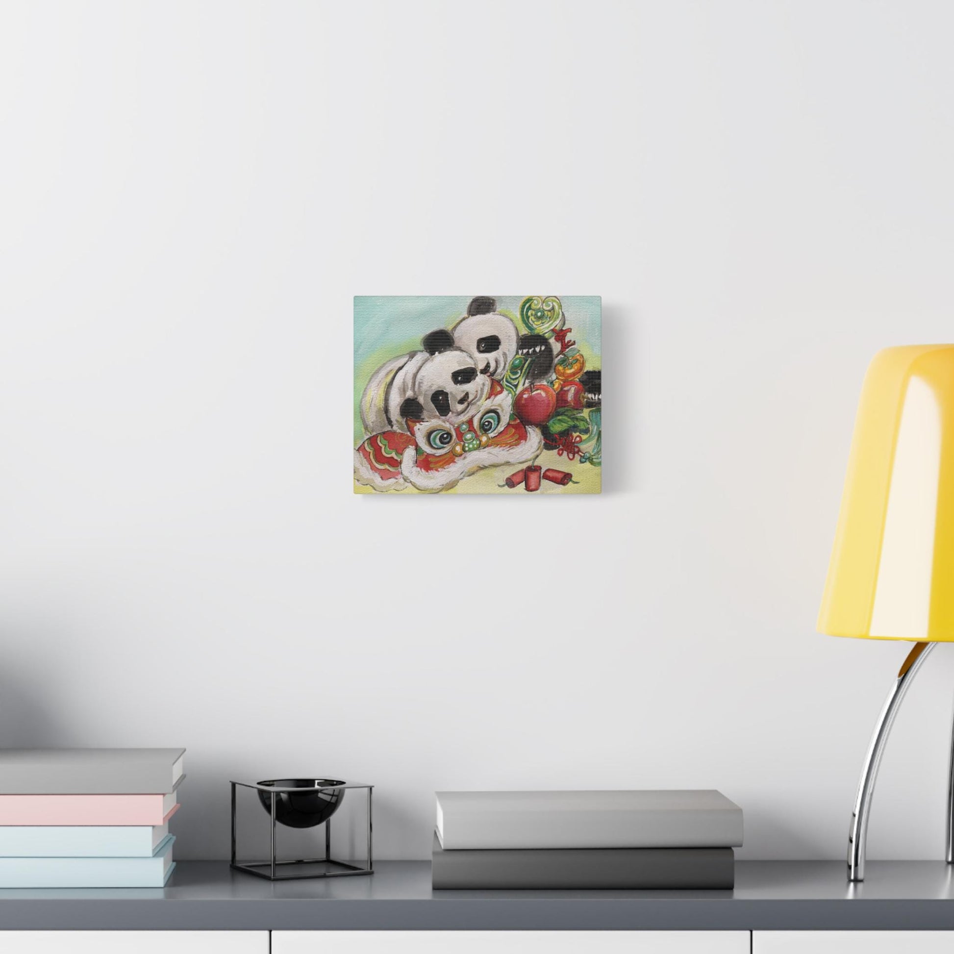 Canvas Wall Art, Giant Pandas Bao Li and Qing Bao, Lunar New Year Gift, Chinese Watercolor Print, Stretched Matte, Animal Art