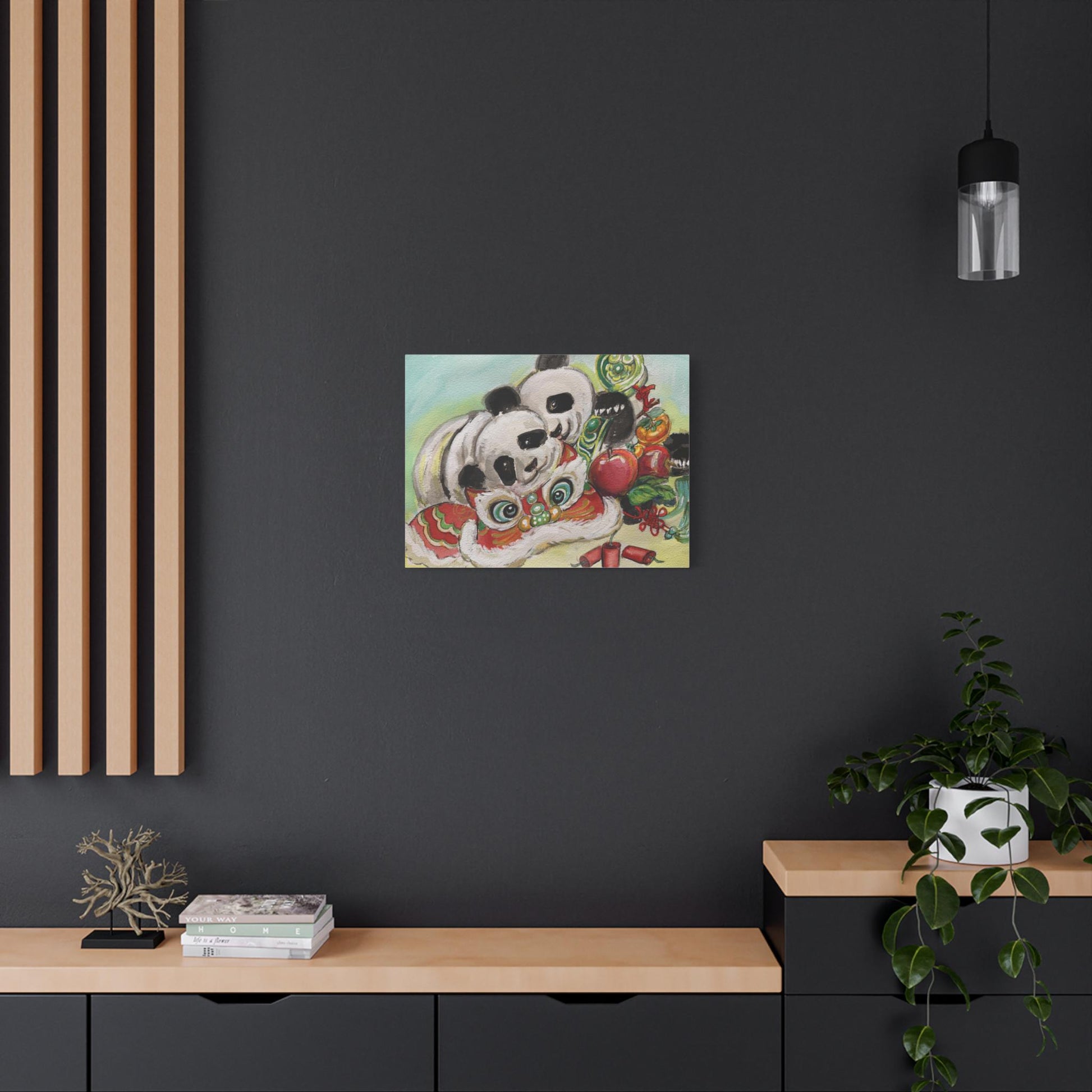 Canvas Wall Art, Giant Pandas Bao Li and Qing Bao, Lunar New Year Gift, Chinese Watercolor Print, Stretched Matte, Animal Art