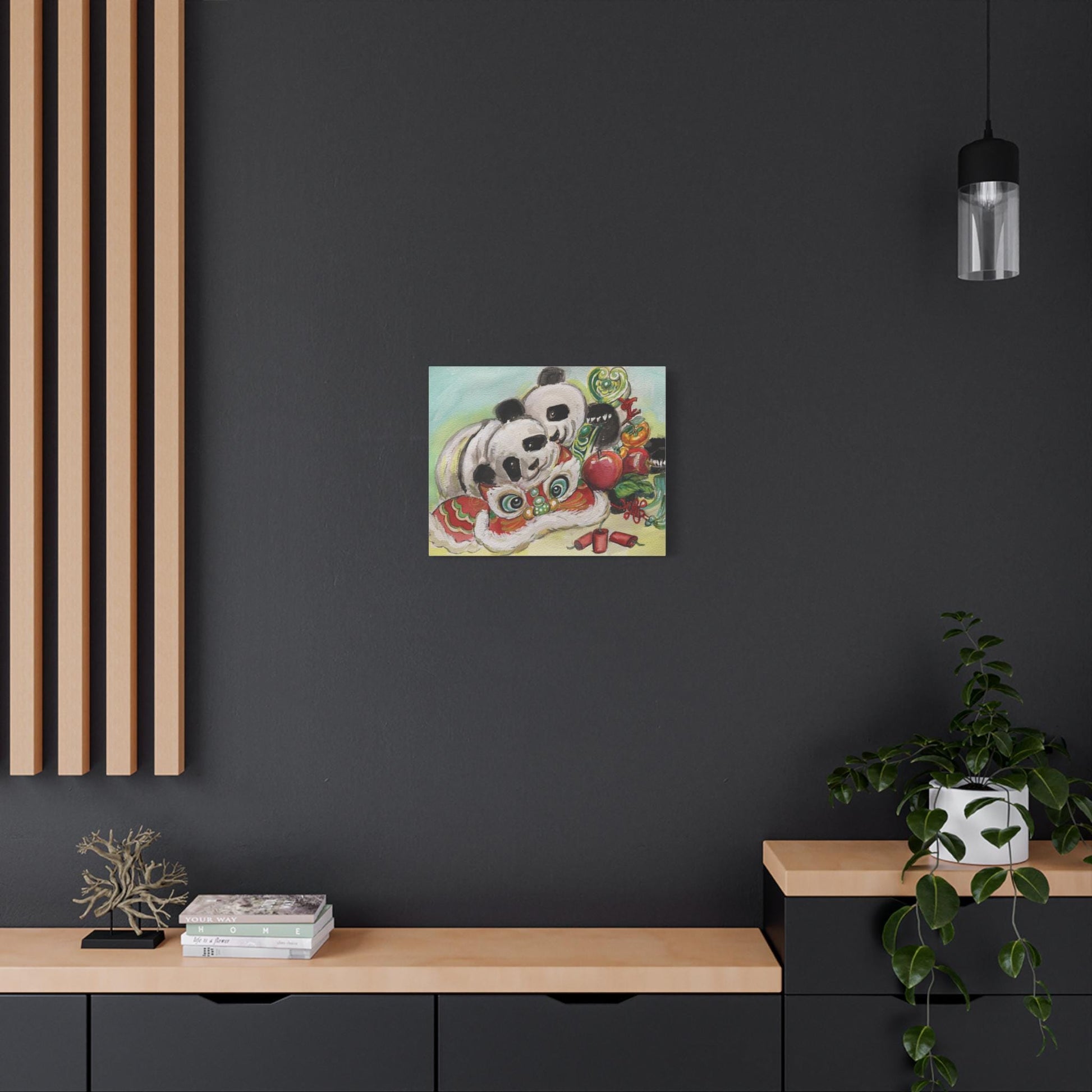 Canvas Wall Art, Giant Pandas Bao Li and Qing Bao, Lunar New Year Gift, Chinese Watercolor Print, Stretched Matte, Animal Art