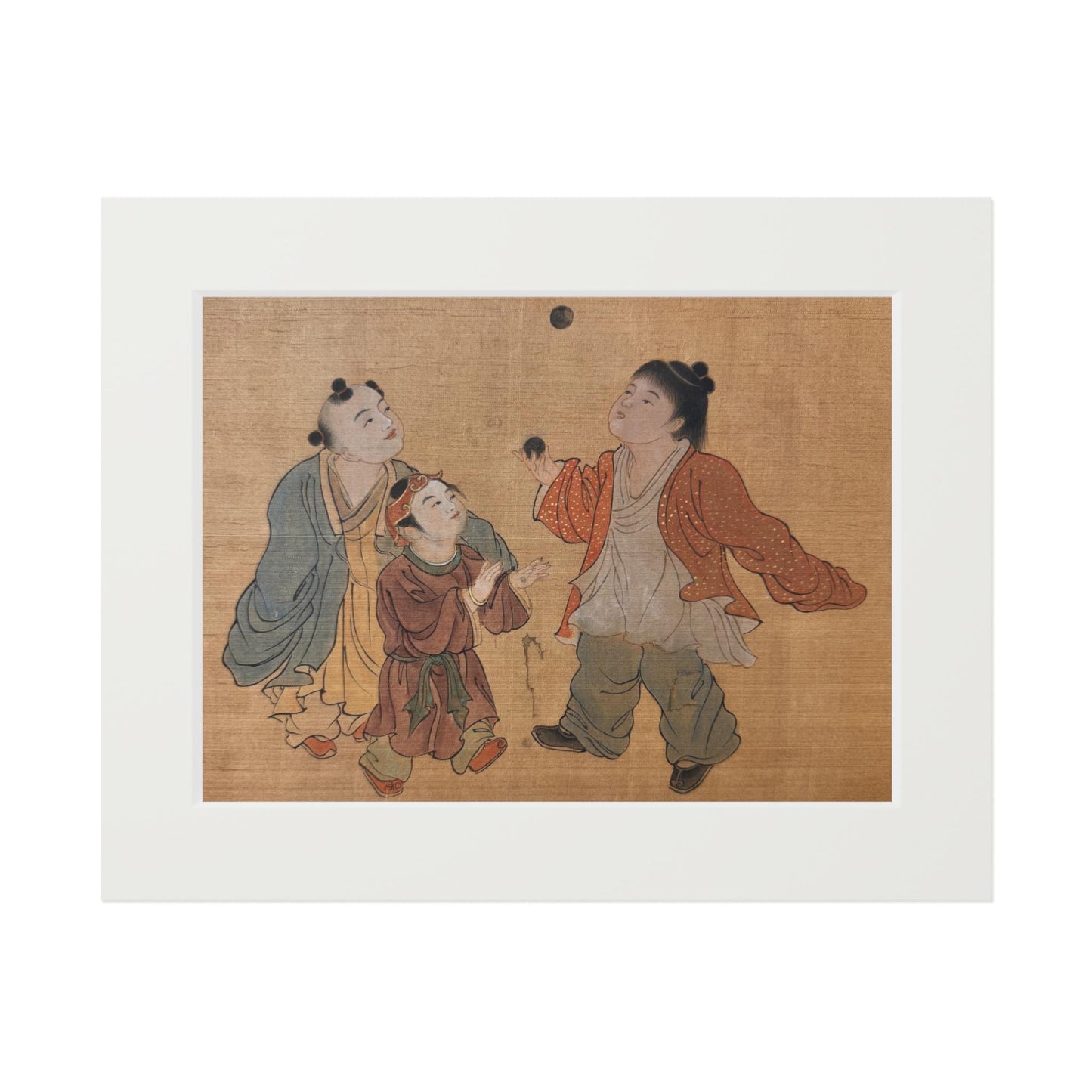 Fine Art Print, Song Dynasty Painting Xiang Li, Royal Children Playing, Chinese Watercolor, Passepartout Frame, Lunar New Year Gift