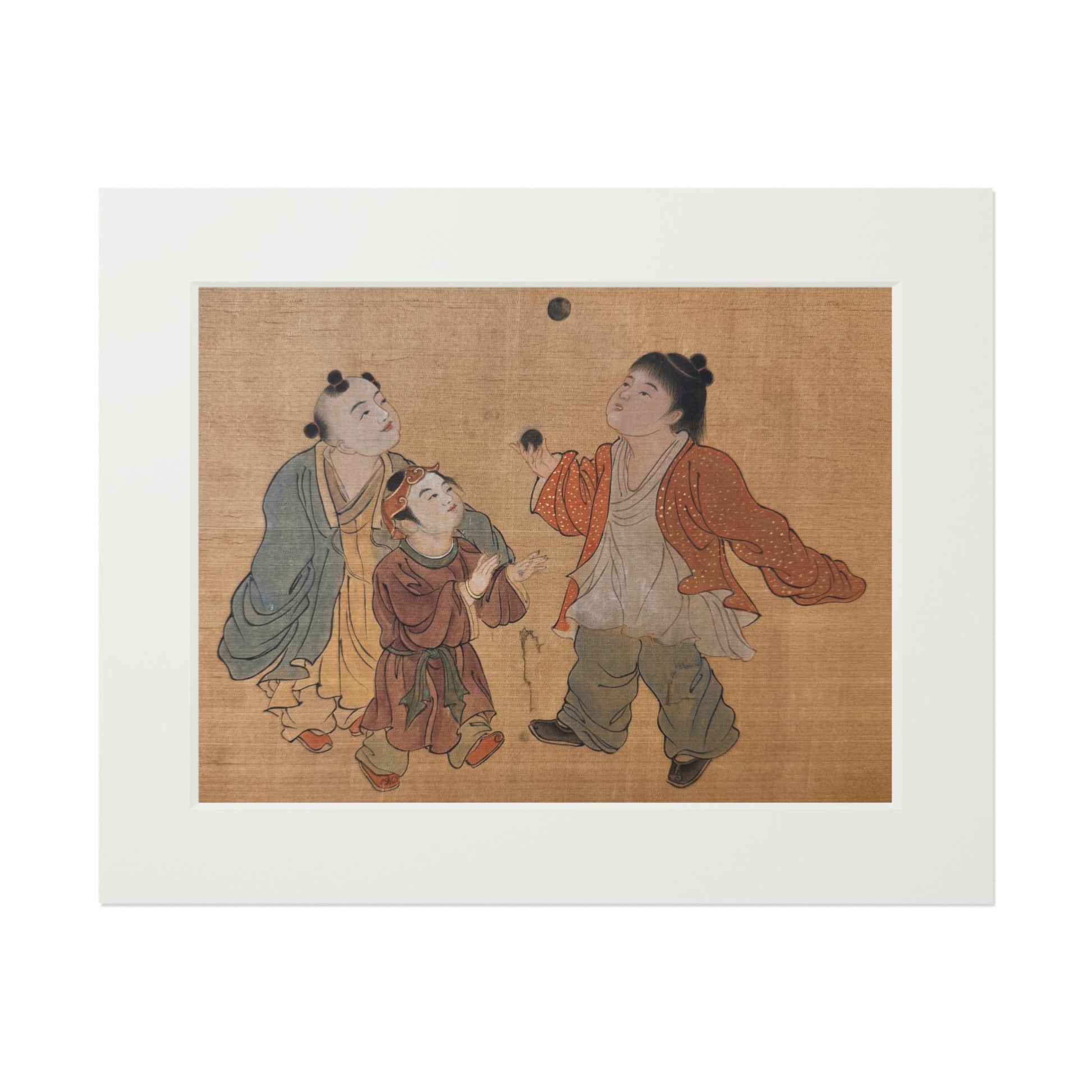 Fine Art Print, Song Dynasty Painting Xiang Li, Royal Children Playing, Chinese Watercolor, Passepartout Frame, Lunar New Year Gift