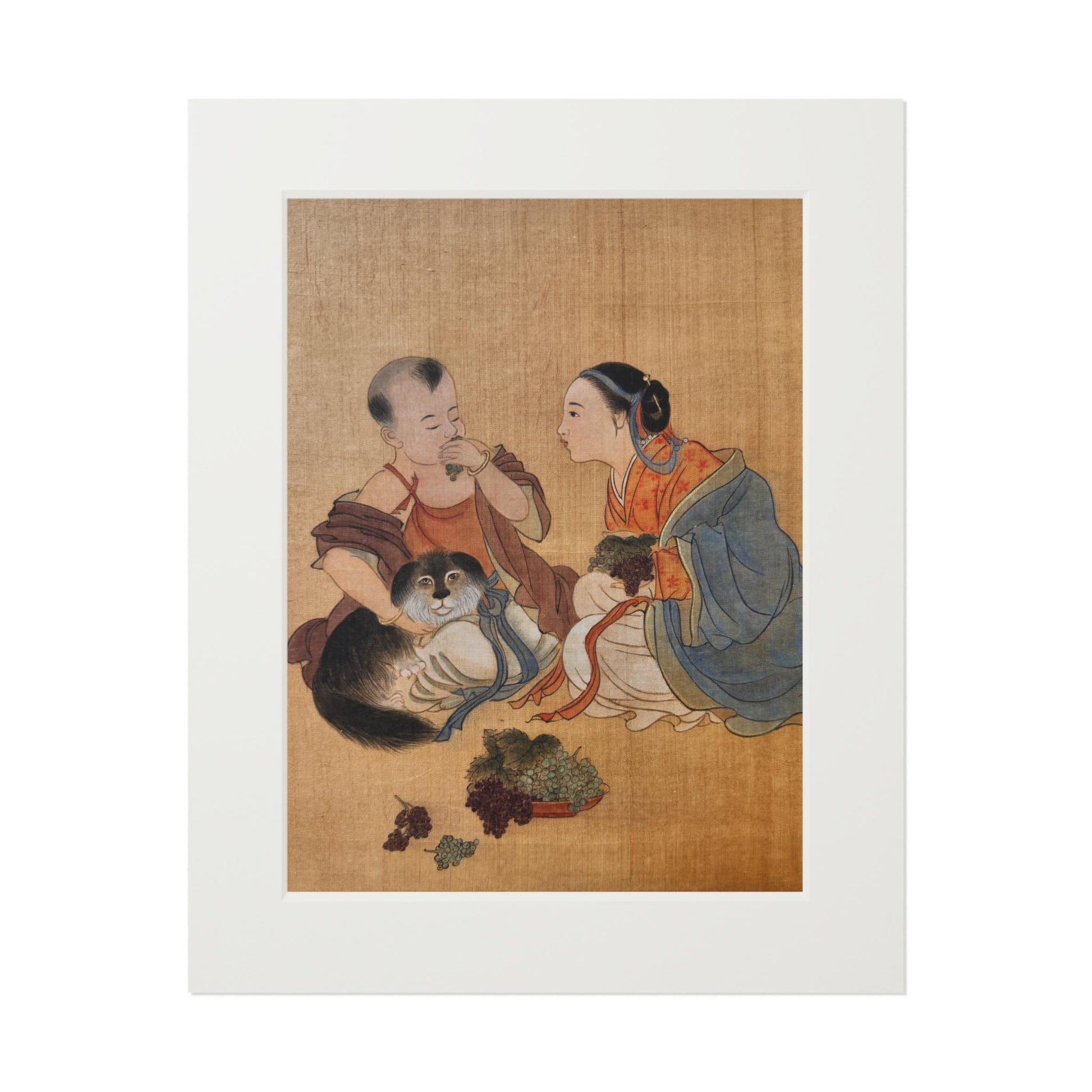 Fine Art Prints, Song Dynasty Painting by Xiang Li, Lunar New Year Gift, Chinese Watercolor, Passepartout Frame