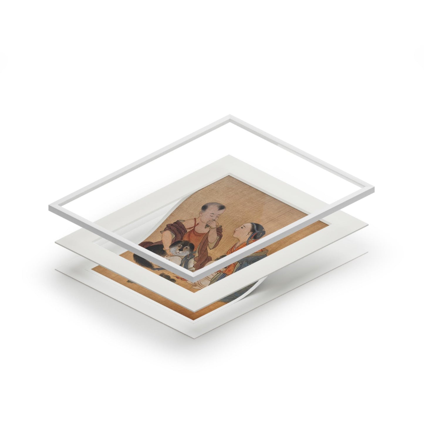 Fine Art Prints, Song Dynasty Painting by Xiang Li, Lunar New Year Gift, Chinese Watercolor, Passepartout Frame