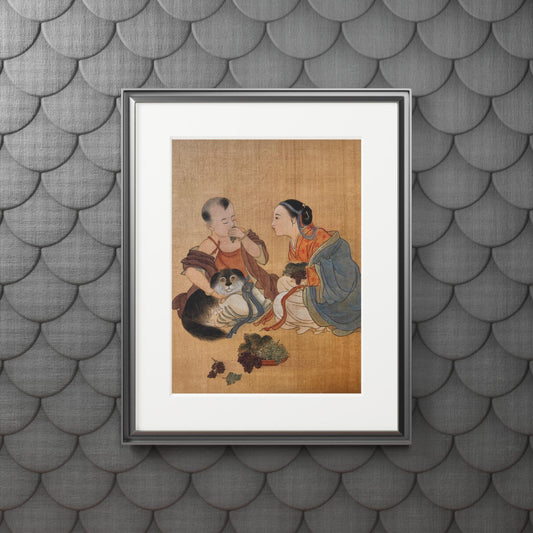 Fine Art Prints, Song Dynasty Painting by Xiang Li, Lunar New Year Gift, Chinese Watercolor, Passepartout Frame