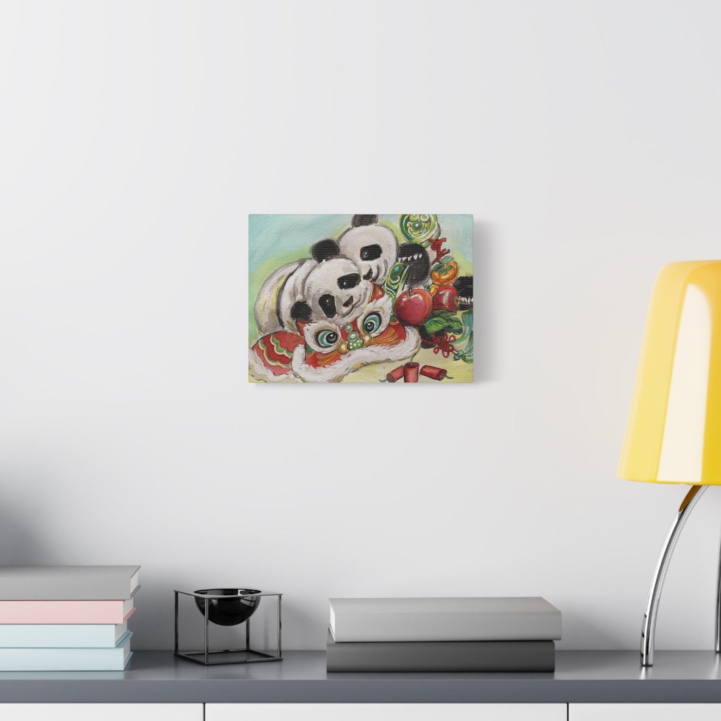 Canvas Wall Art, Giant Pandas Bao Li and Qing Bao, Lunar New Year Gift, Chinese Watercolor Print, Stretched Matte, Animal Art