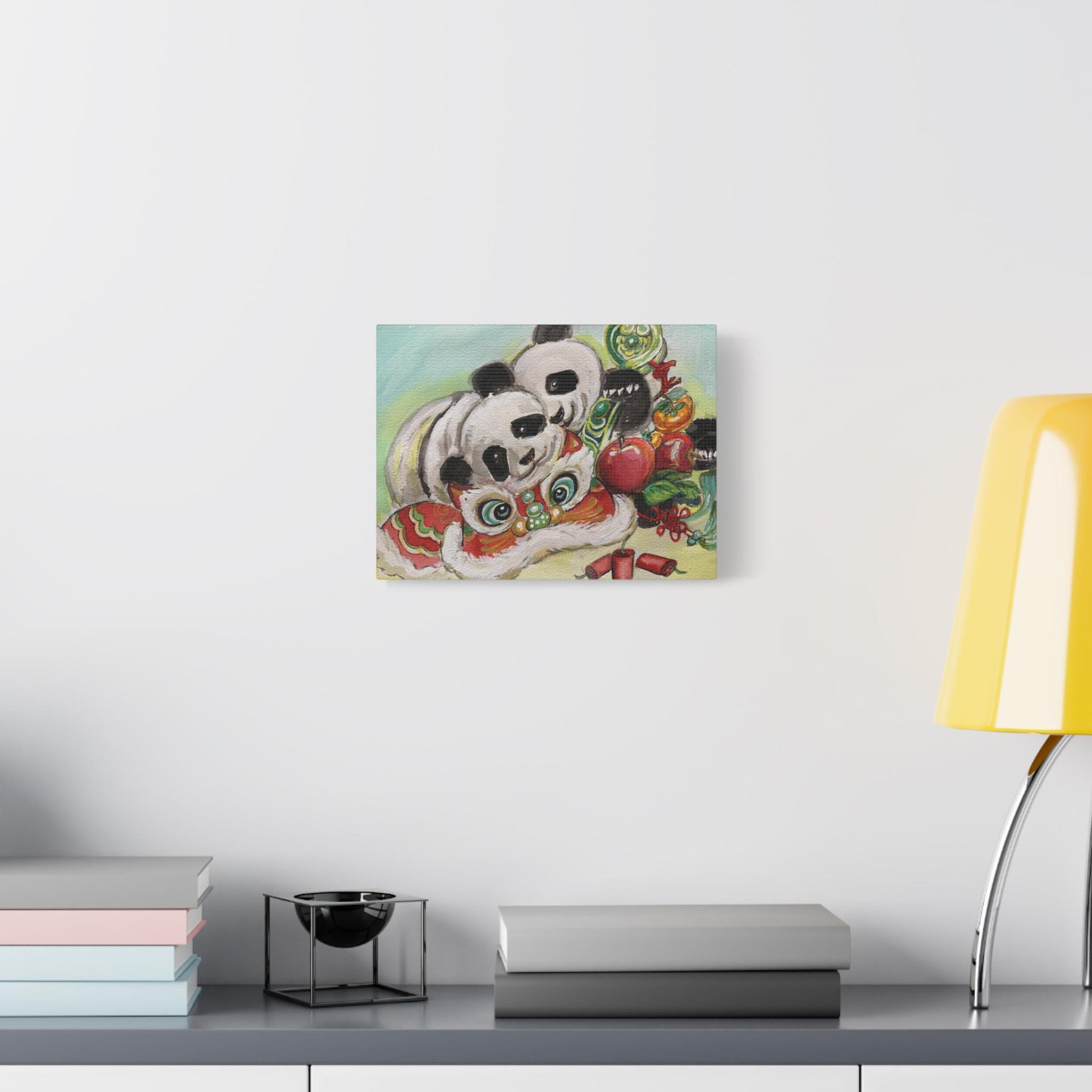 Canvas Wall Art, Giant Pandas Bao Li and Qing Bao, Lunar New Year Gift, Chinese Watercolor Print, Stretched Matte, Animal Art
