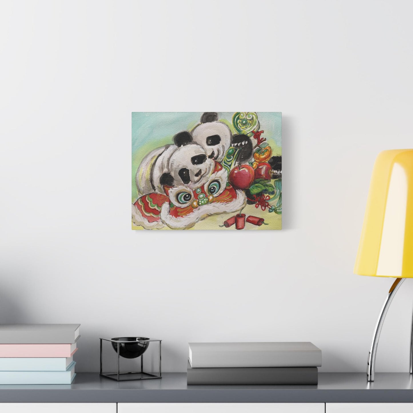 Canvas Wall Art, Giant Pandas Bao Li and Qing Bao, Lunar New Year Gift, Chinese Watercolor Print, Stretched Matte, Animal Art