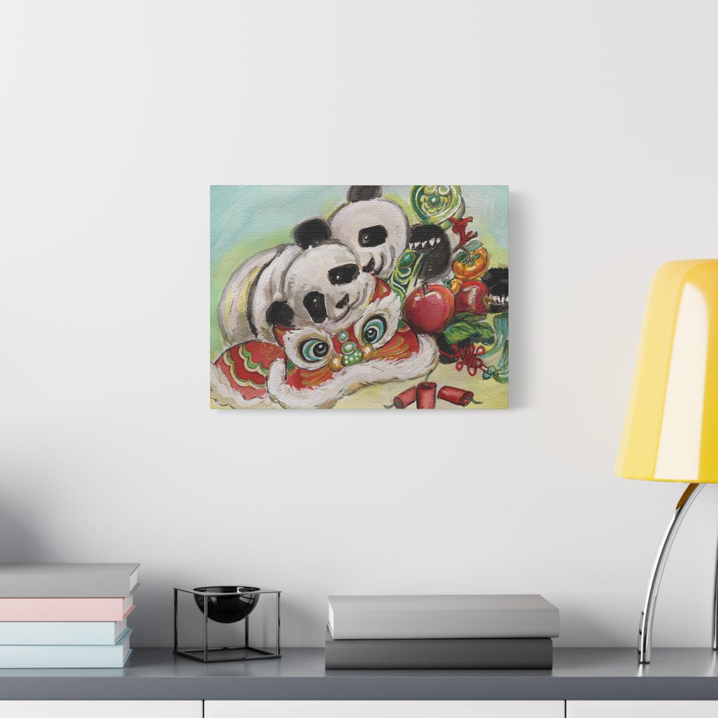 Canvas Wall Art, Giant Pandas Bao Li and Qing Bao, Lunar New Year Gift, Chinese Watercolor Print, Stretched Matte, Animal Art