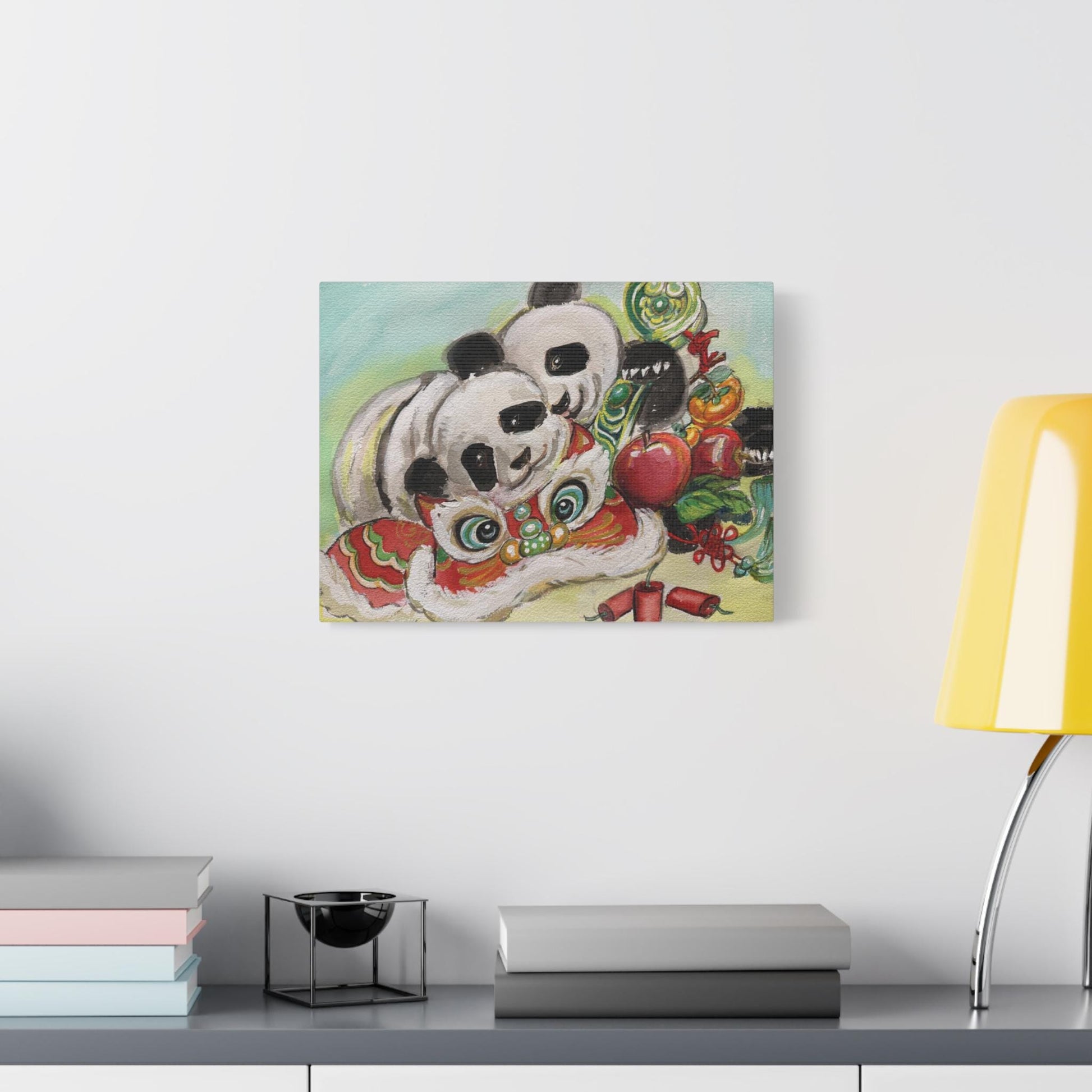 Canvas Wall Art, Giant Pandas Bao Li and Qing Bao, Lunar New Year Gift, Chinese Watercolor Print, Stretched Matte, Animal Art