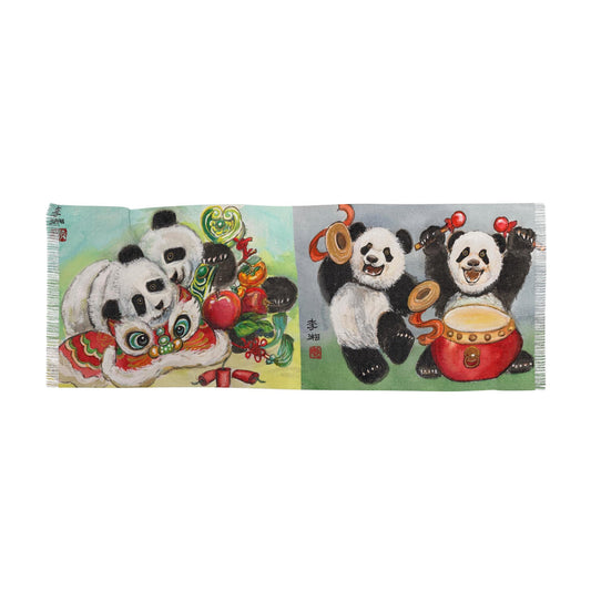 Whimsical Panda Light Scarf, Cute Animal Fashion Accessory, Perfect Gift for Kids and Adults, Fun Winter Wrap, Valentines Day Scarf