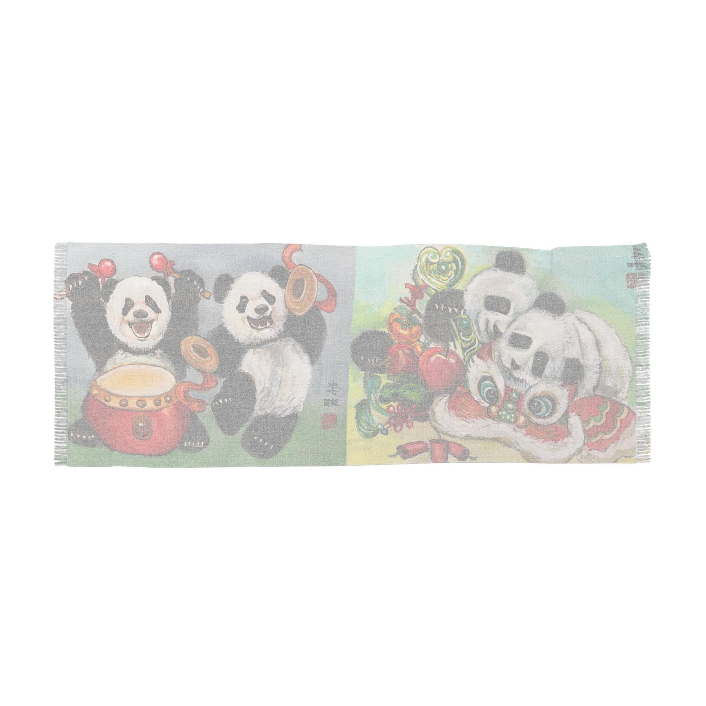 Whimsical Panda Light Scarf, Cute Animal Fashion Accessory, Perfect Gift for Kids and Adults, Fun Winter Wrap, Valentines Day Scarf