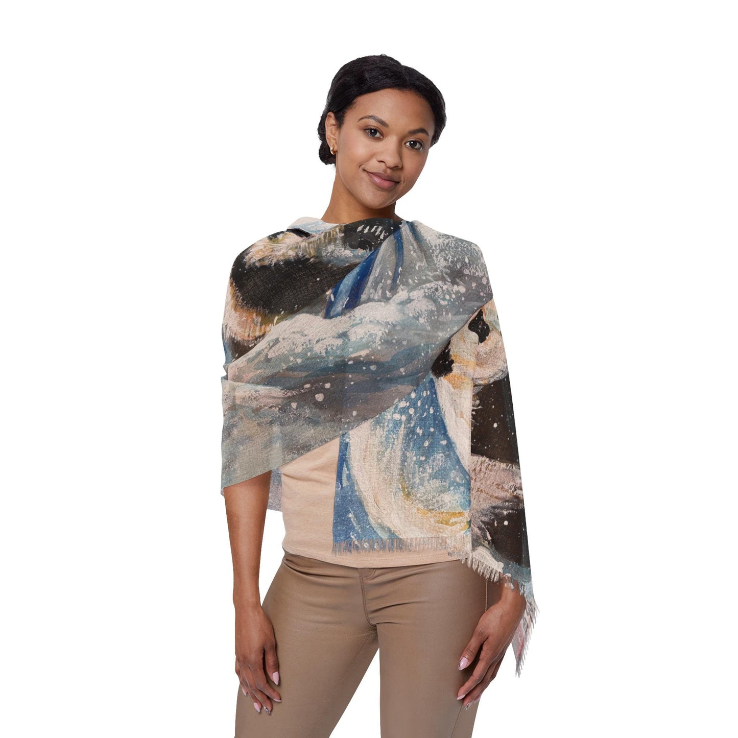 Whimsical Panda Light Scarf, Cute Animal Fashion Accessory, Fun Winter Wrap, Pandas Playing in Snow, Perfect Gift for Kids and Adults