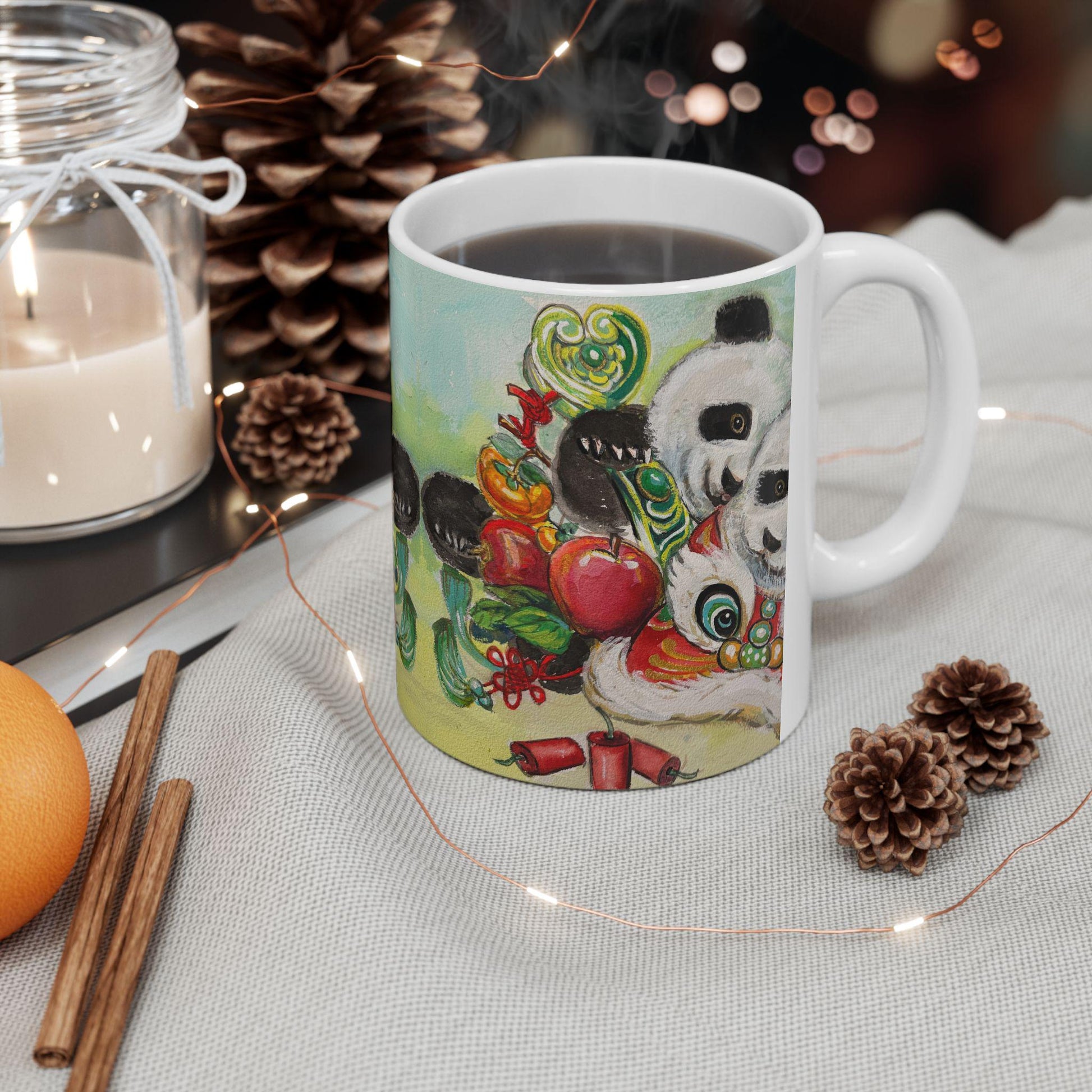 Playful Panda Ceramic Mug | Cute Animal Coffee Cup, Gift for Animal Lovers, Perfect for Holidays, Fun Drinkware, Lunar New Year Gift