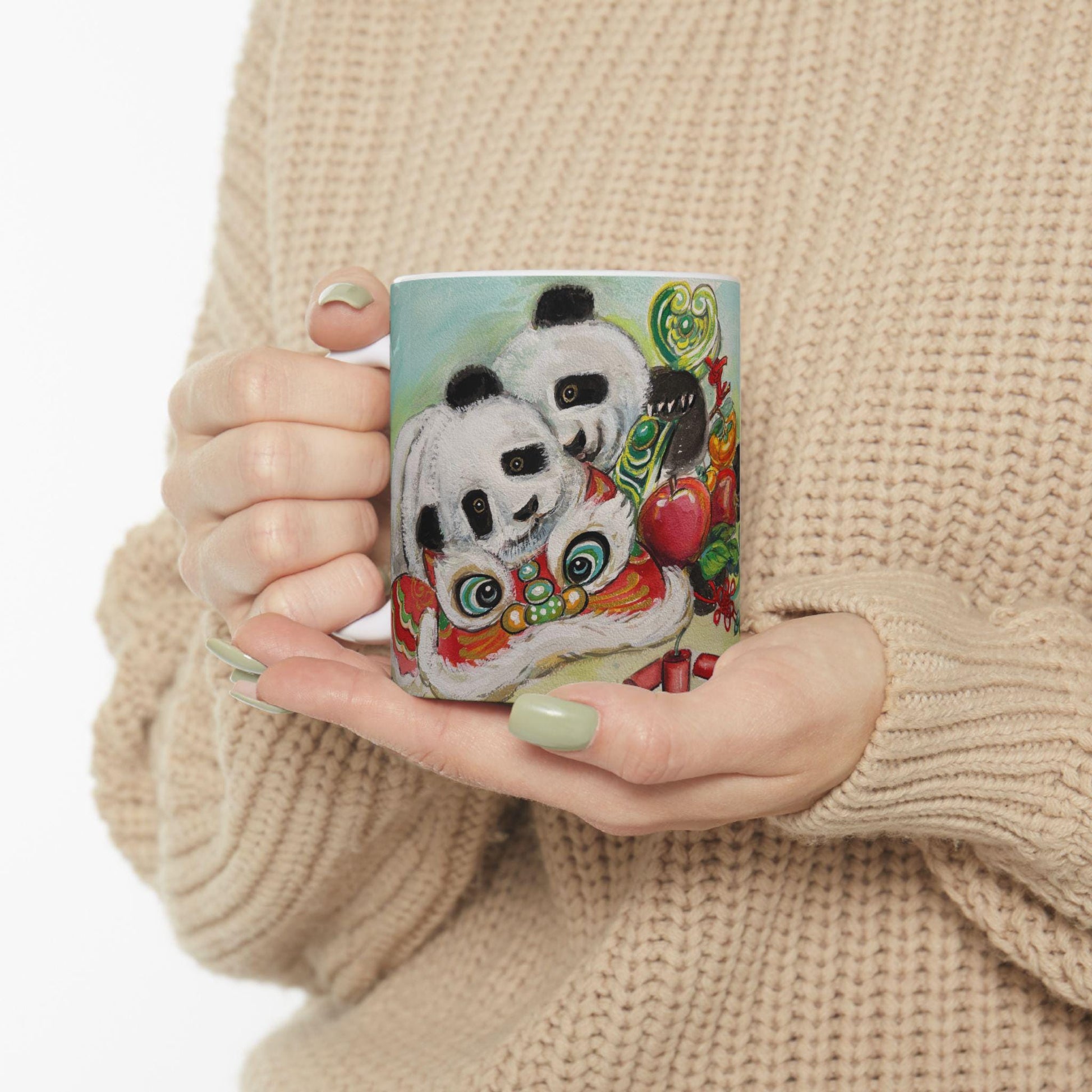 Playful Panda Ceramic Mug | Cute Animal Coffee Cup, Gift for Animal Lovers, Perfect for Holidays, Fun Drinkware, Lunar New Year Gift