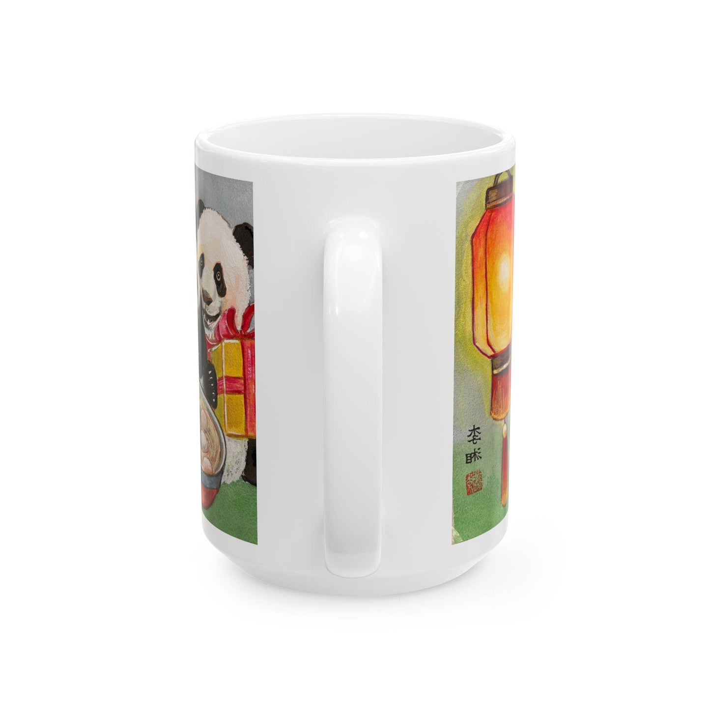 Panda Love Ceramic Mug - Cute Animal Mug for Tea/Coffee Lovers, Gift for Birthdays, Valentine's Day, Housewarming, Collectible, Lantern art