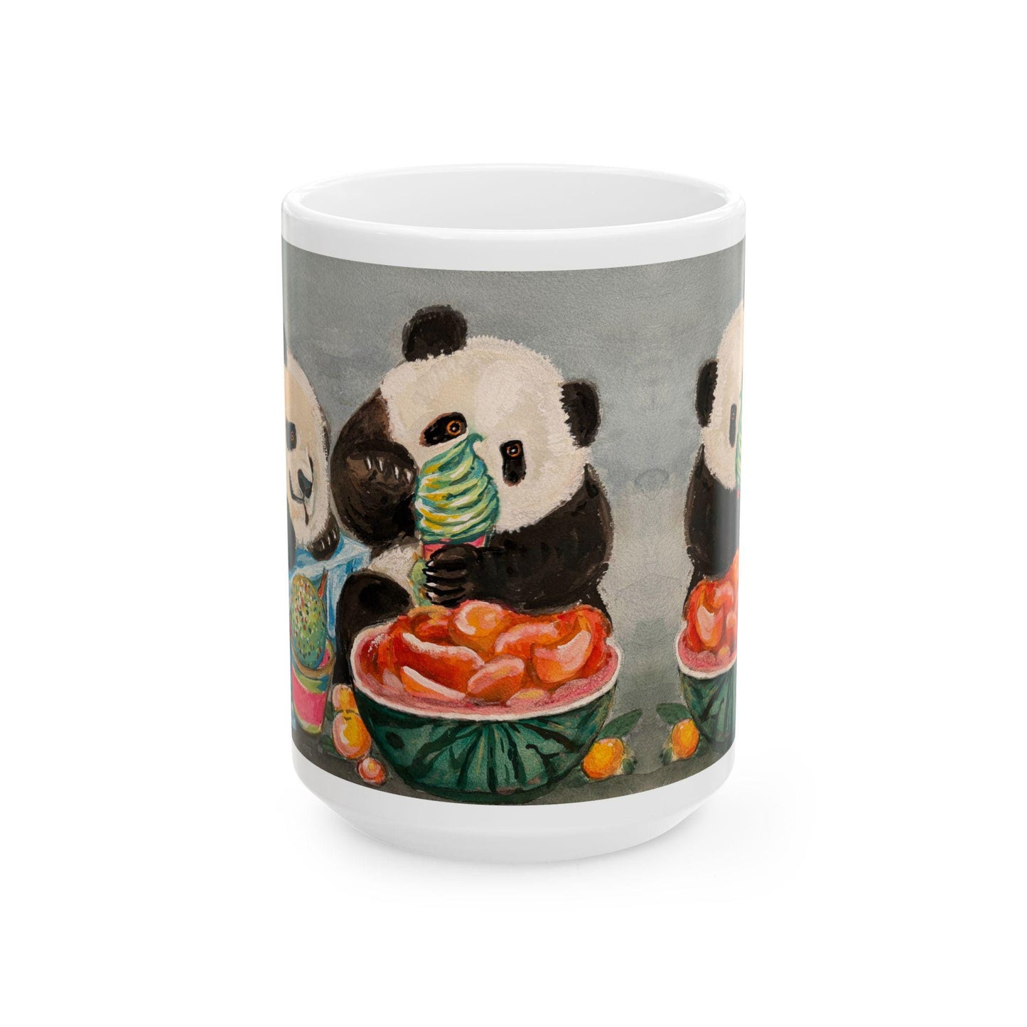 Ceramic Panda Mug, Panda eating ice cream, Cute Animal Drinkware for Coffee/Tea Lovers, Adorable Gift for Birthdays, Holidays, Housewarming